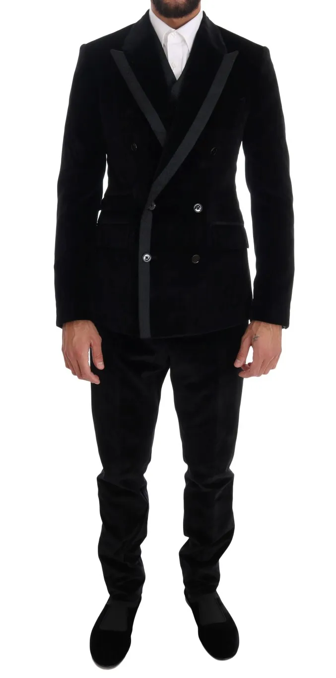 Dolce & Gabbana Men's Elegant Black Slim Fit Three-Piece Suit