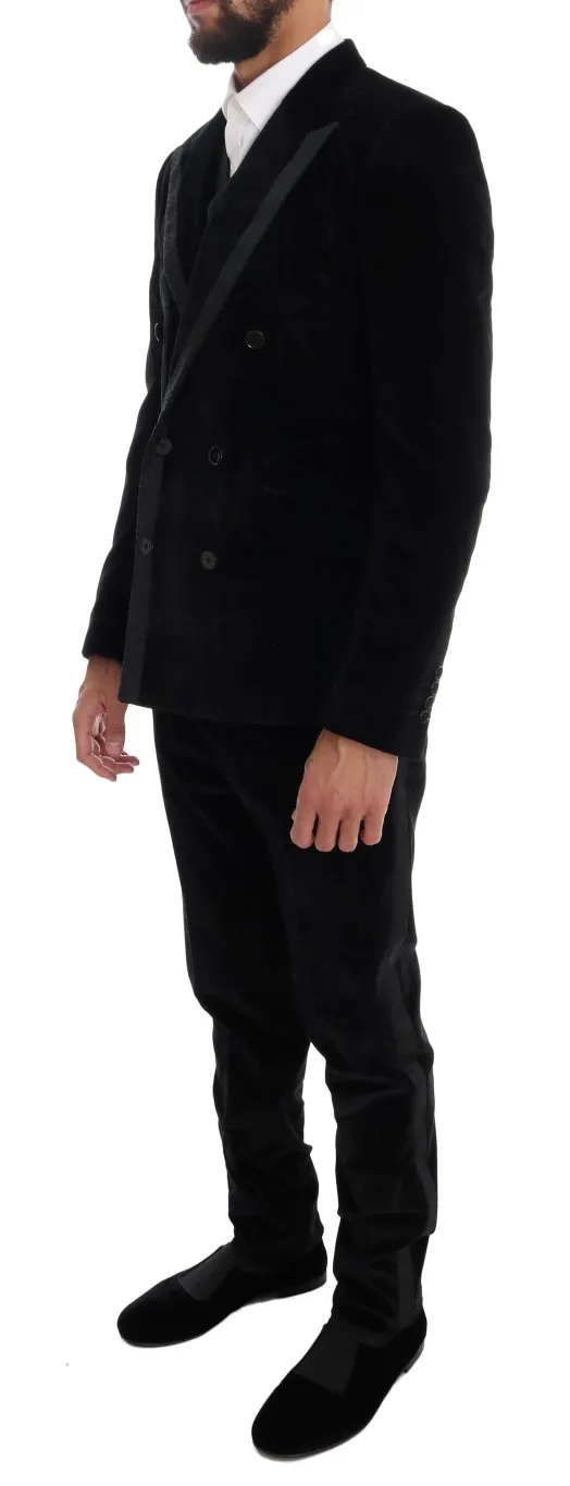 Dolce & Gabbana Men's Elegant Black Slim Fit Three-Piece Suit