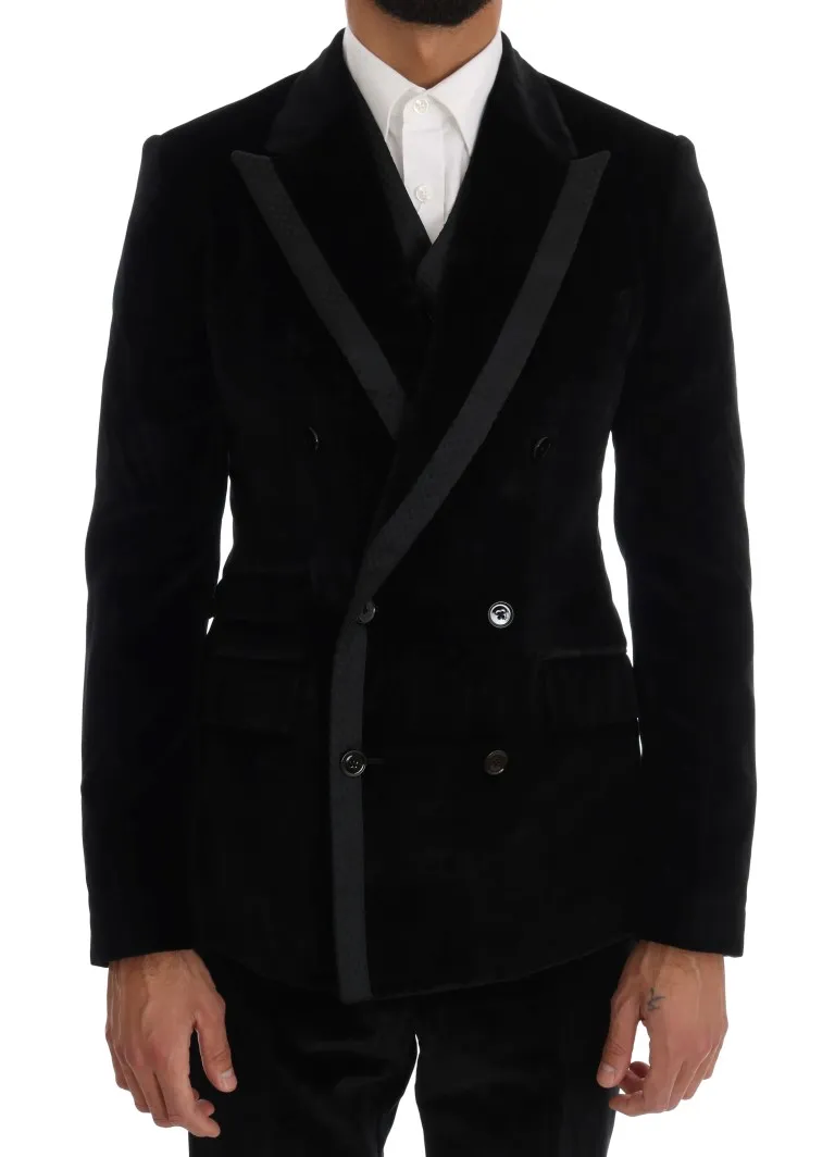 Dolce & Gabbana Men's Elegant Black Slim Fit Three-Piece Suit