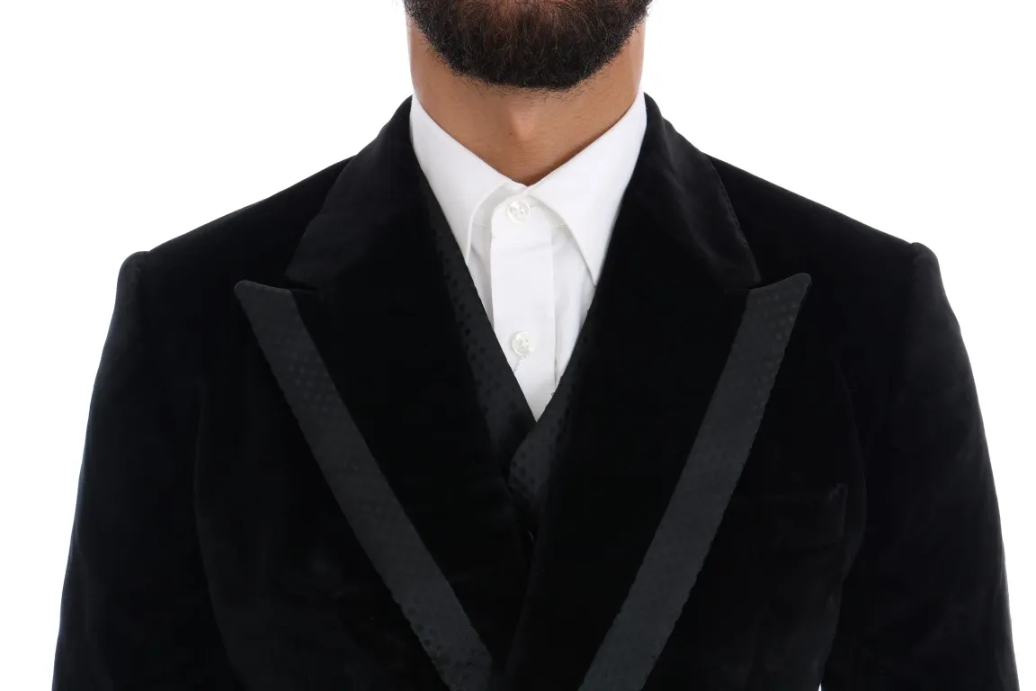 Dolce & Gabbana Men's Elegant Black Slim Fit Three-Piece Suit