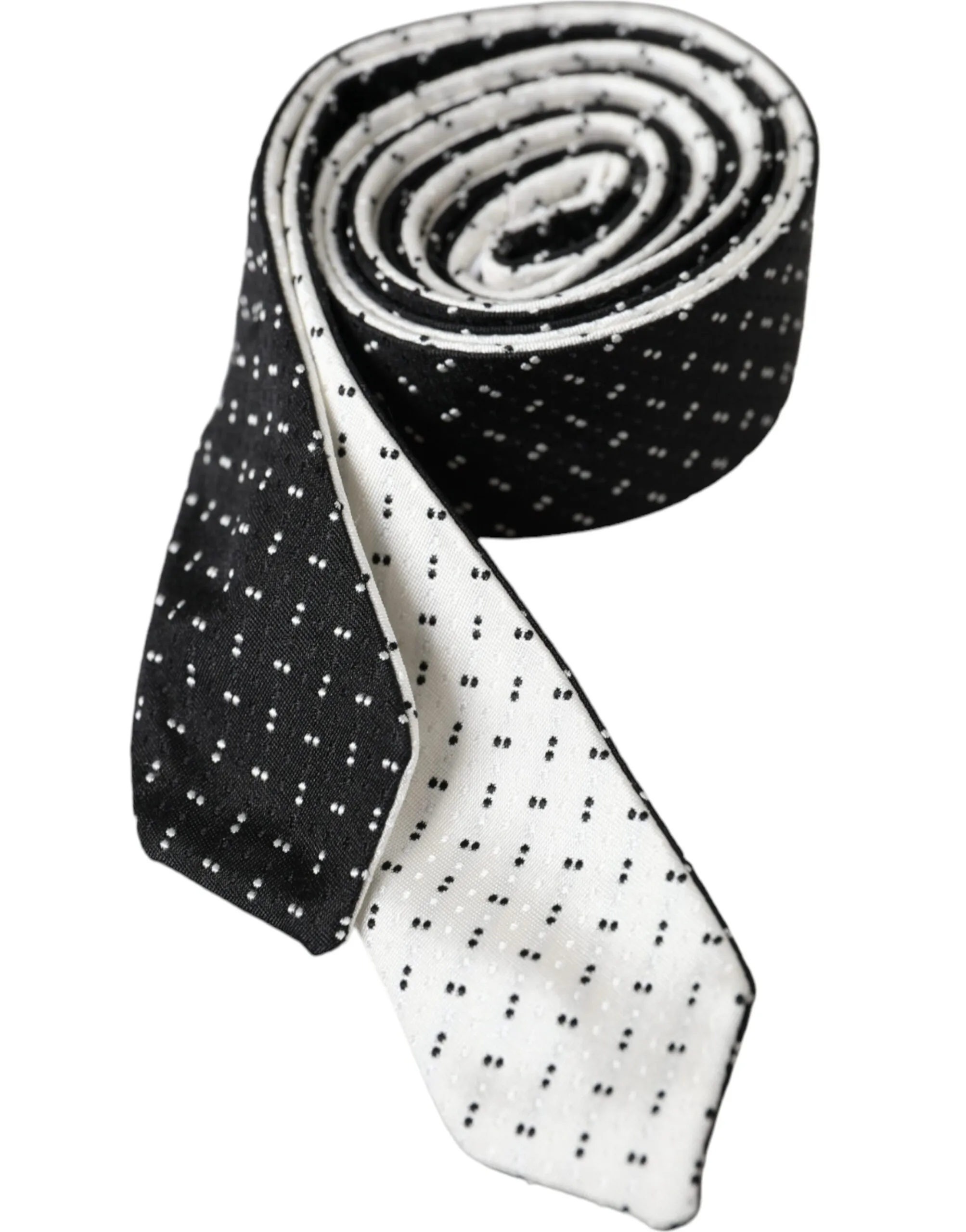 Dolce & Gabbana Men's Black White Patterned Adjustable Tie