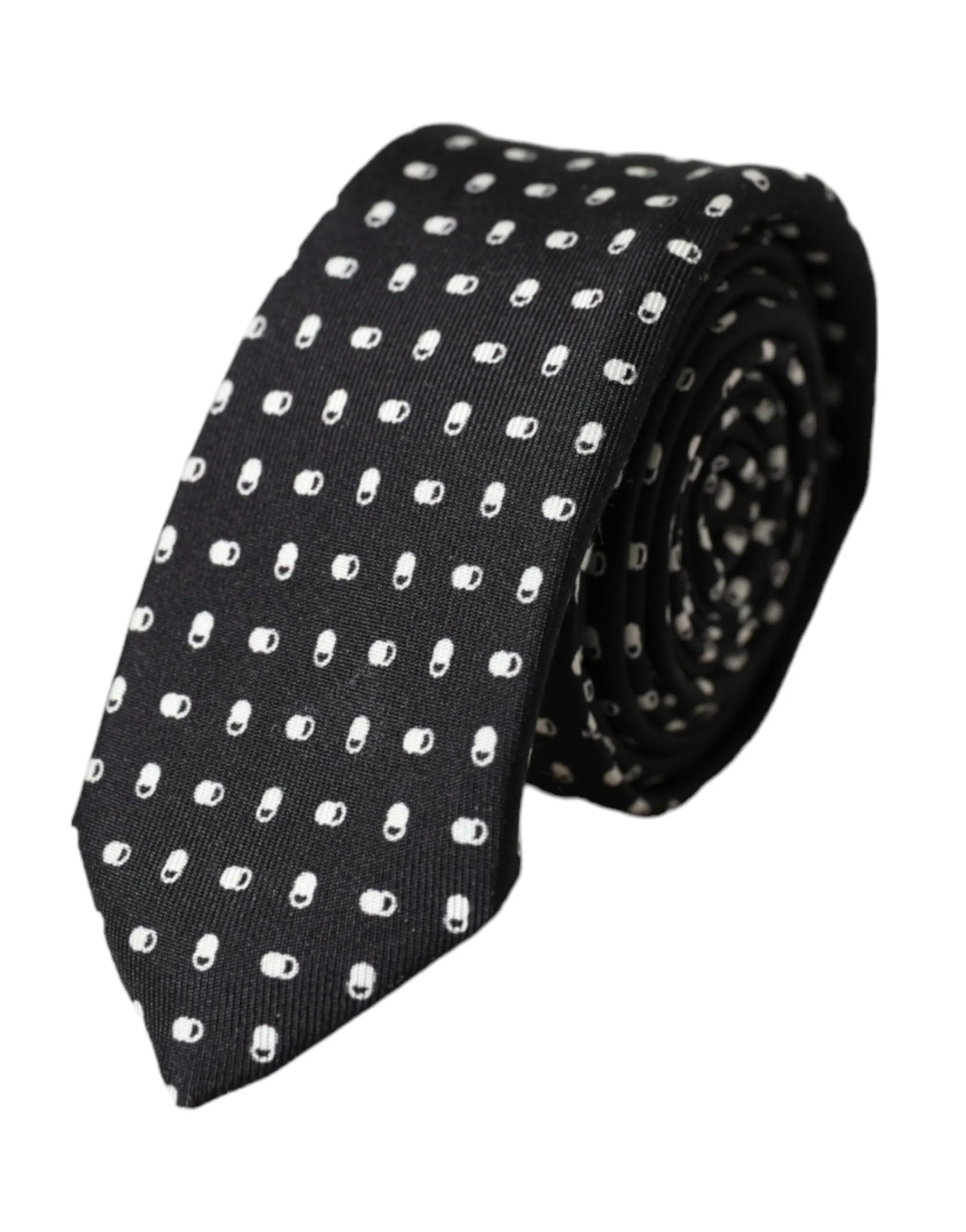 Dolce & Gabbana Men's Black Patterned 100%Silk Adjustable Tie