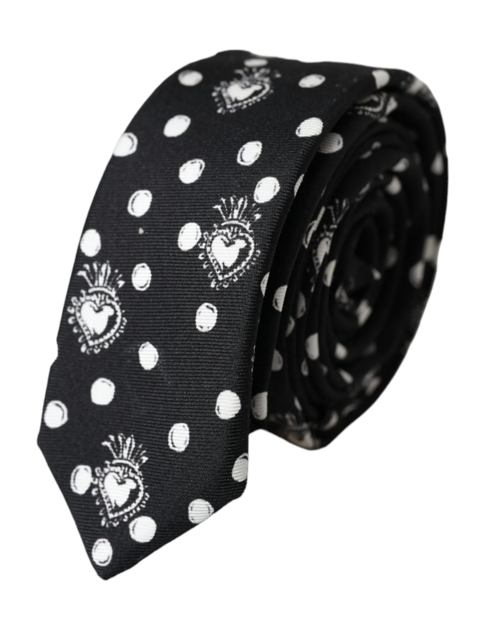 Dolce & Gabbana Men's Black Heart Polka Dot Adjustable Tie