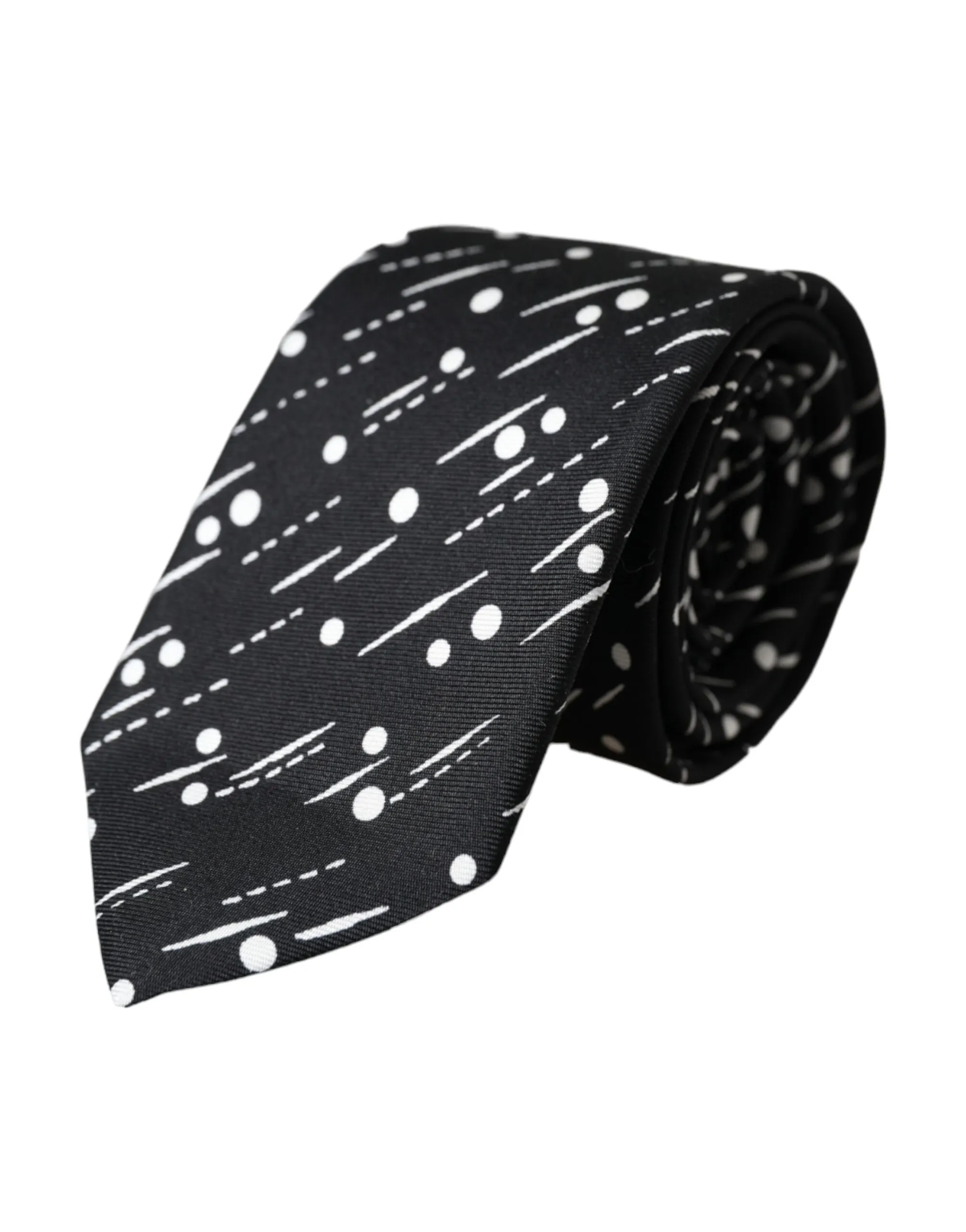 Dolce & Gabbana Men's Black Dotted 100% Silk Adjustable Tie