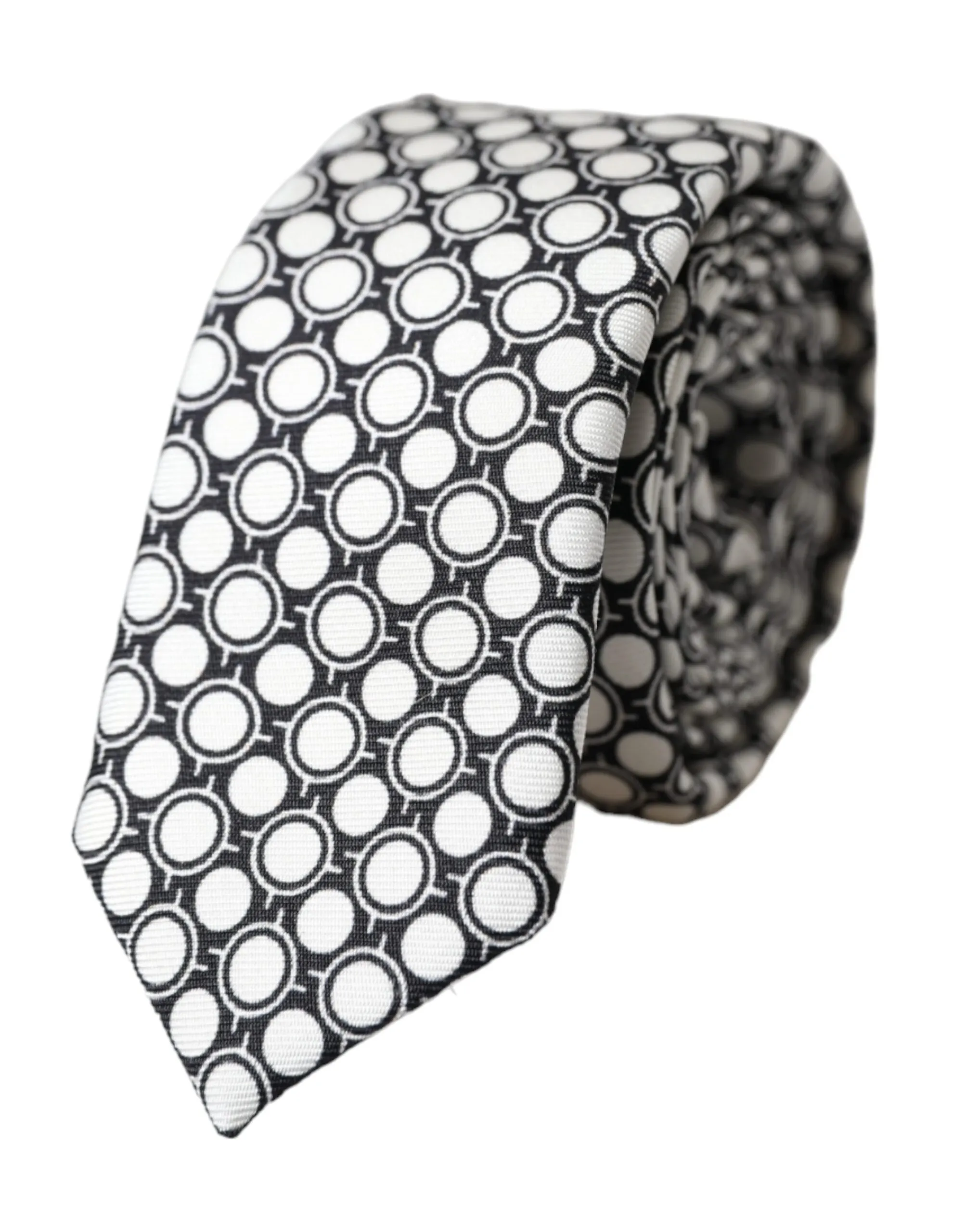 Dolce & Gabbana Men's White Circles 100% Silk Adjustable Tie