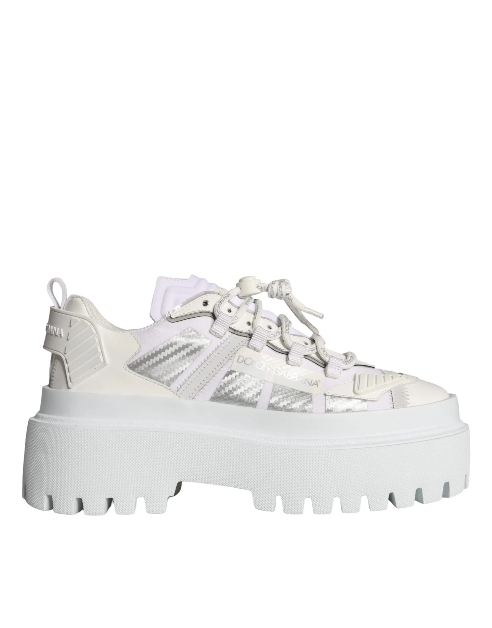 Dolce & Gabbana Men's White Silver Chunky Platform Sneakers Shoes