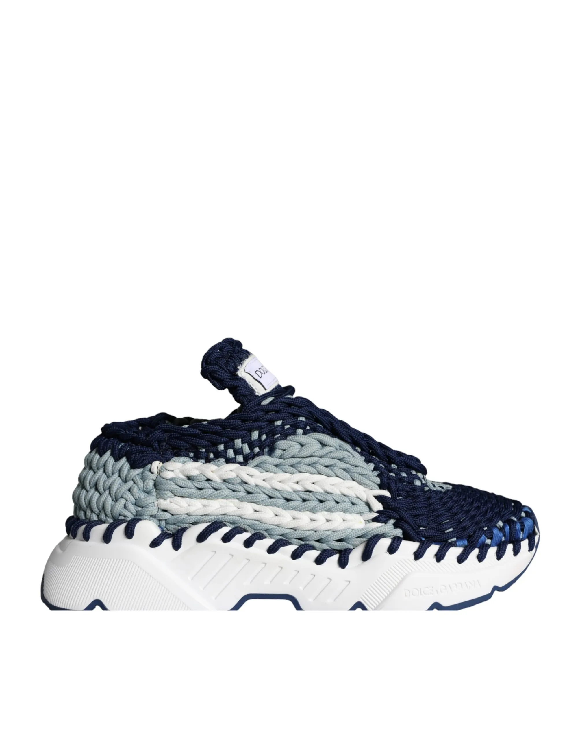 Dolce & Gabbana Men's Blue White Daymaster Crochet Low Top Sneakers Shoes