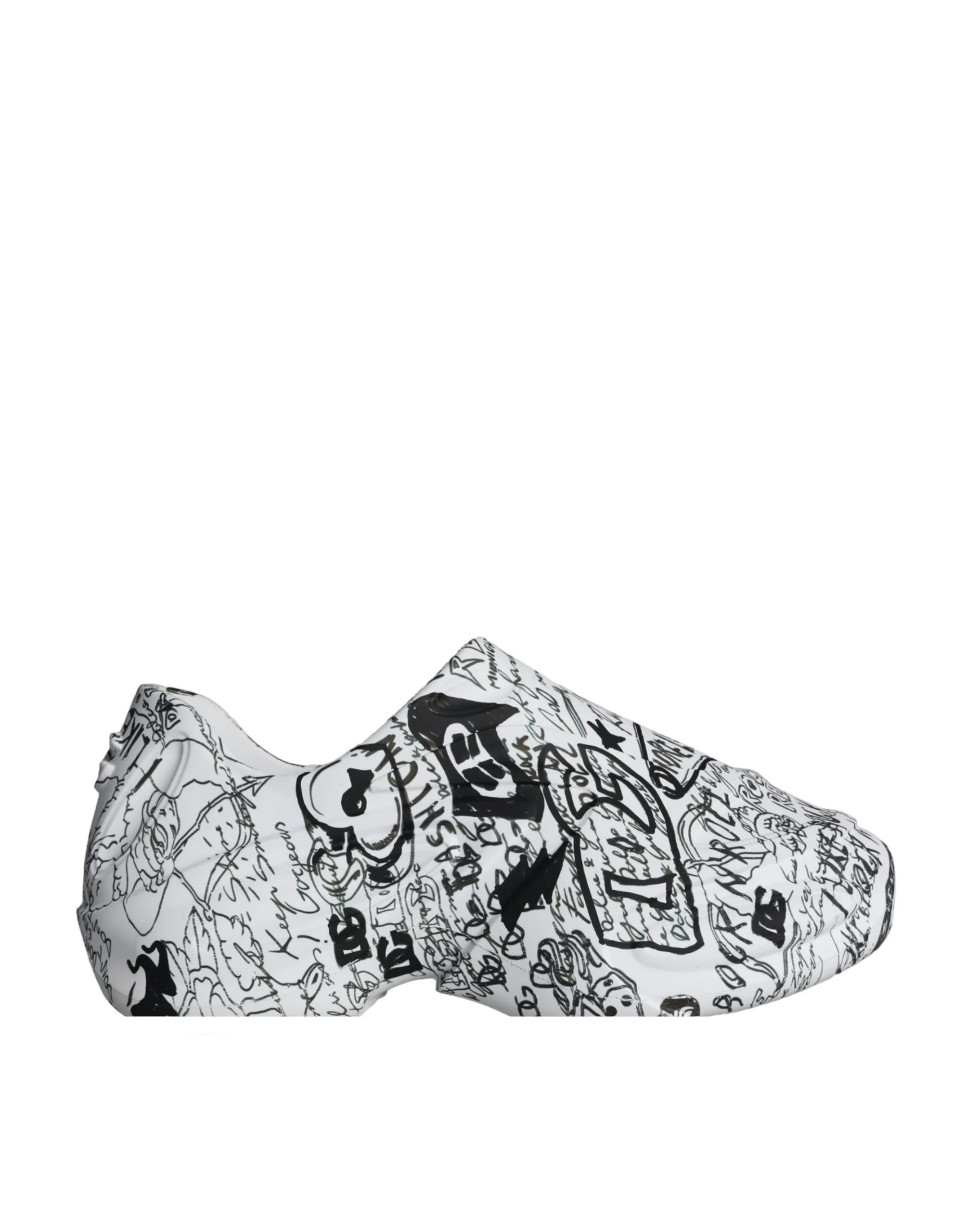 Dolce & Gabbana Men's White Black Graffiti Daymaster Sneakers Shoes