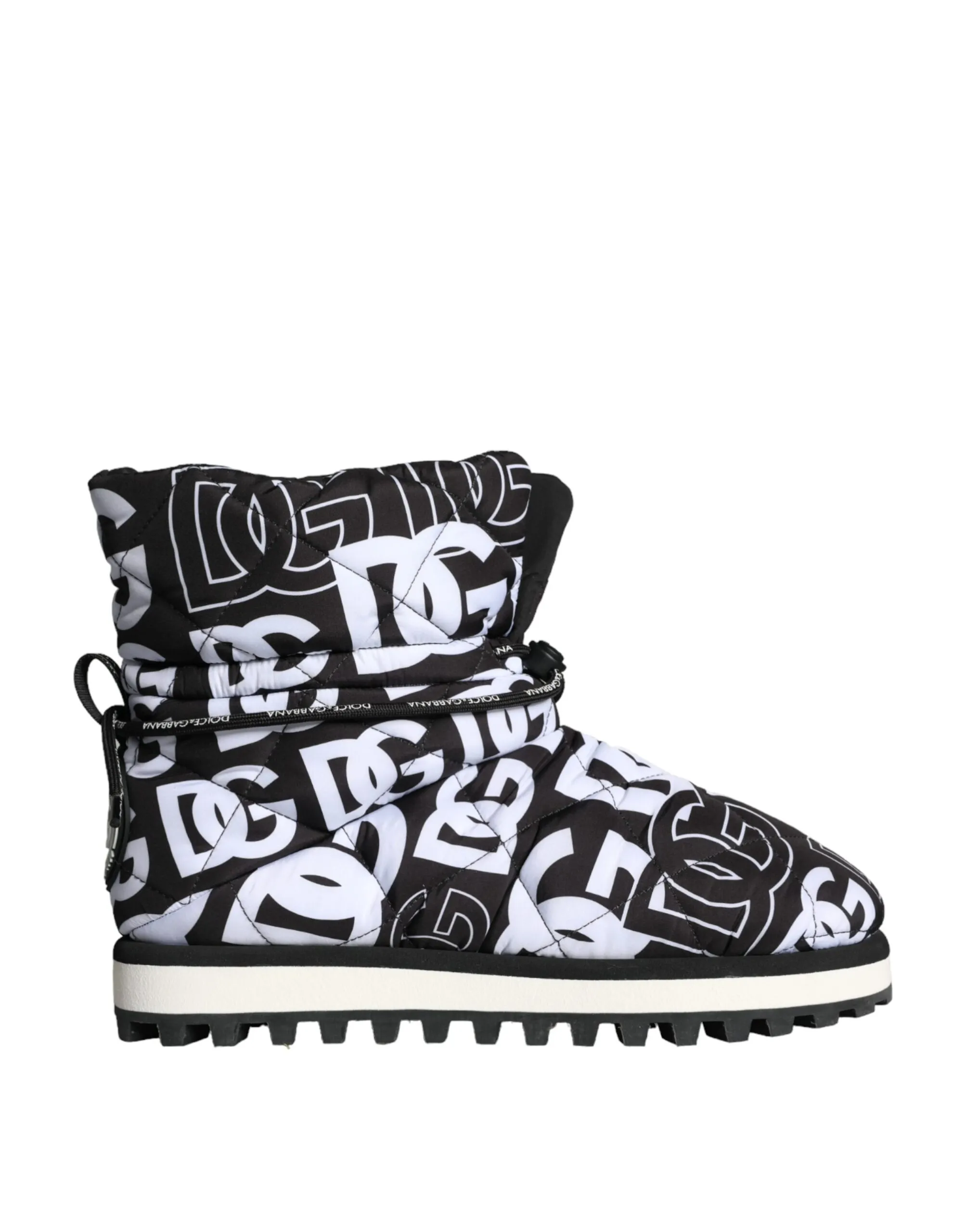 Dolce & Gabbana Men's Black Logo Nylon Padded Mid Calf Boots Shoes
