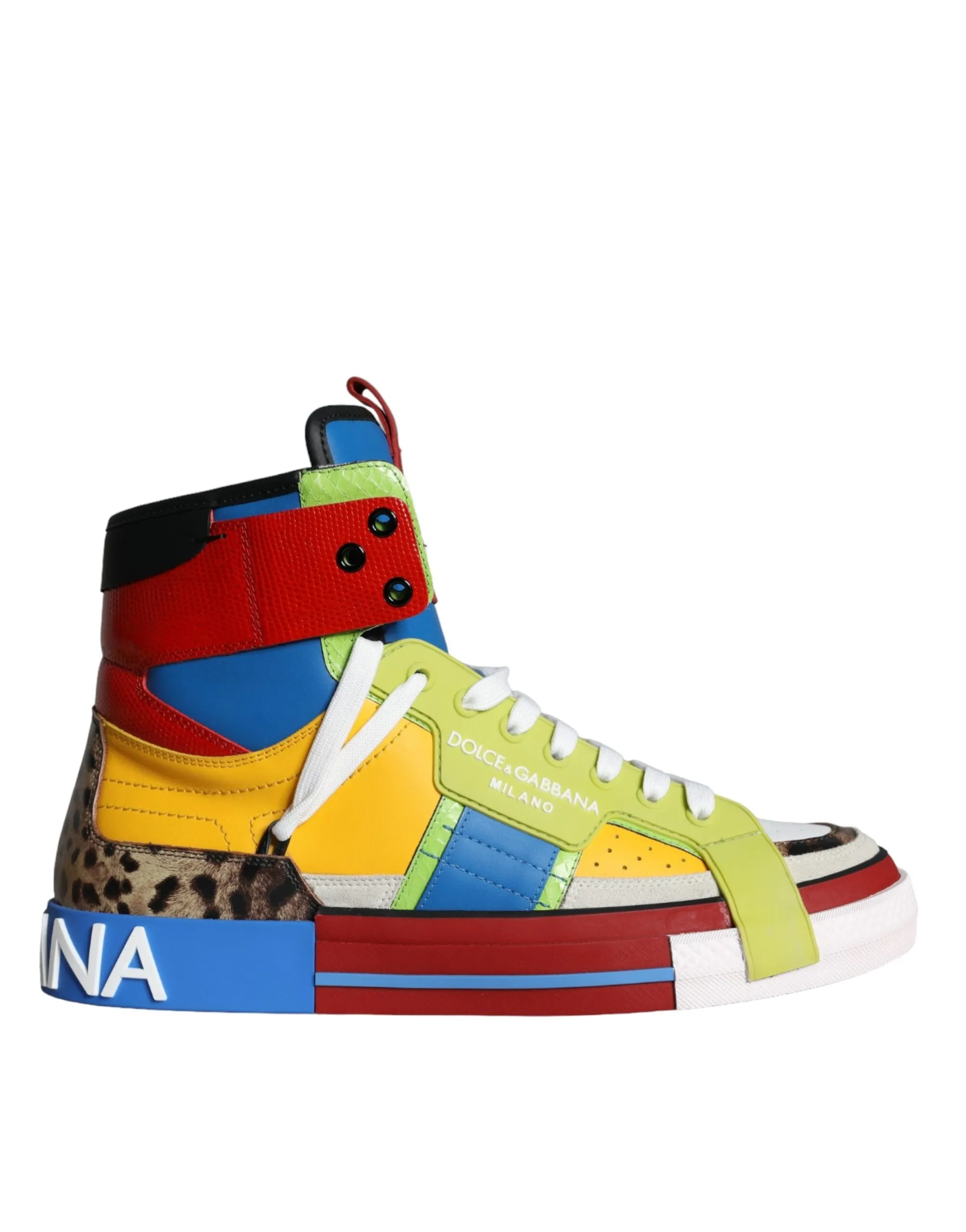 Dolce & Gabbana Men's Multicolor Leather High Top Sneakers Shoes