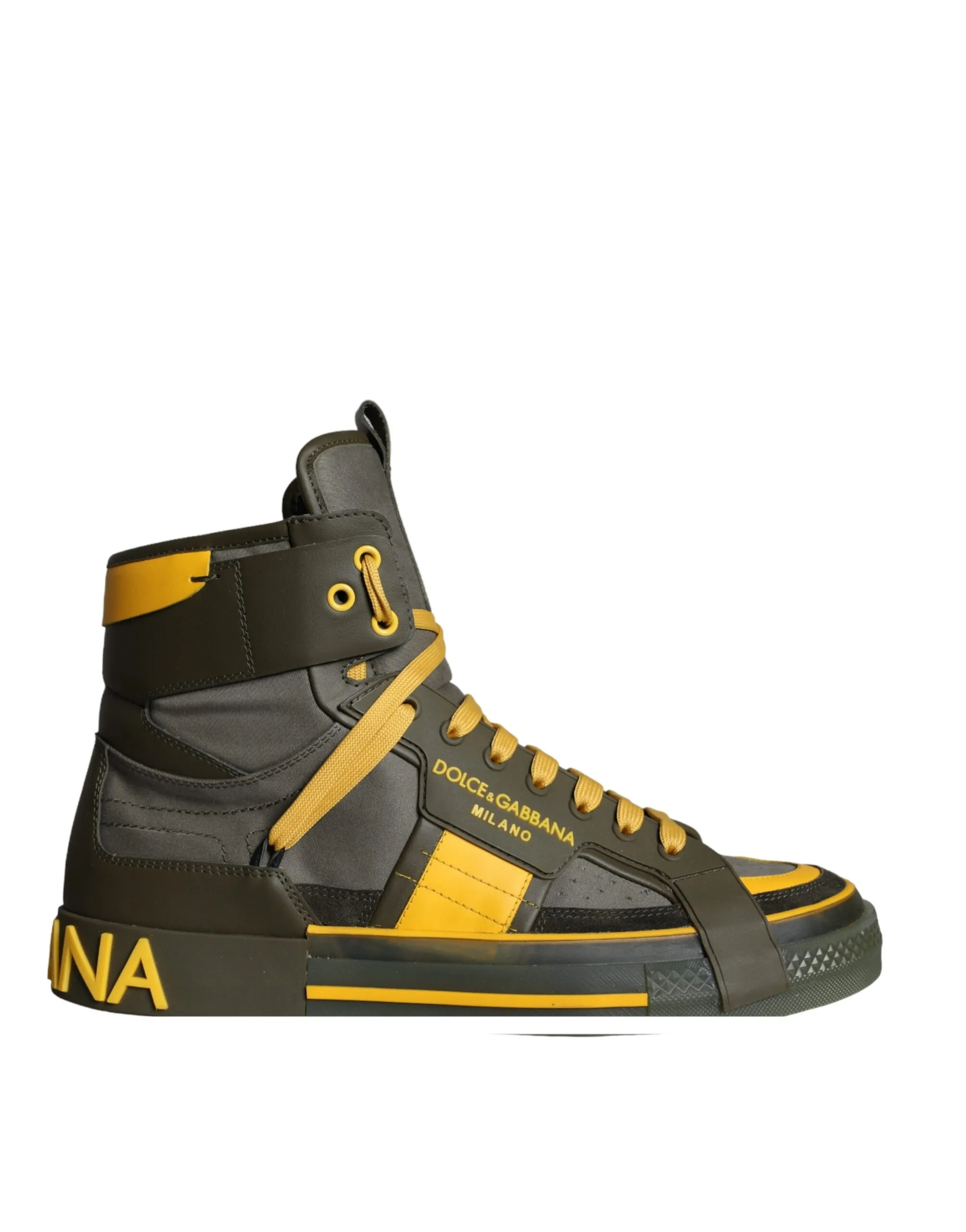 Dolce & Gabbana Men's Army Green Lace Up High Top Sneakers Shoes