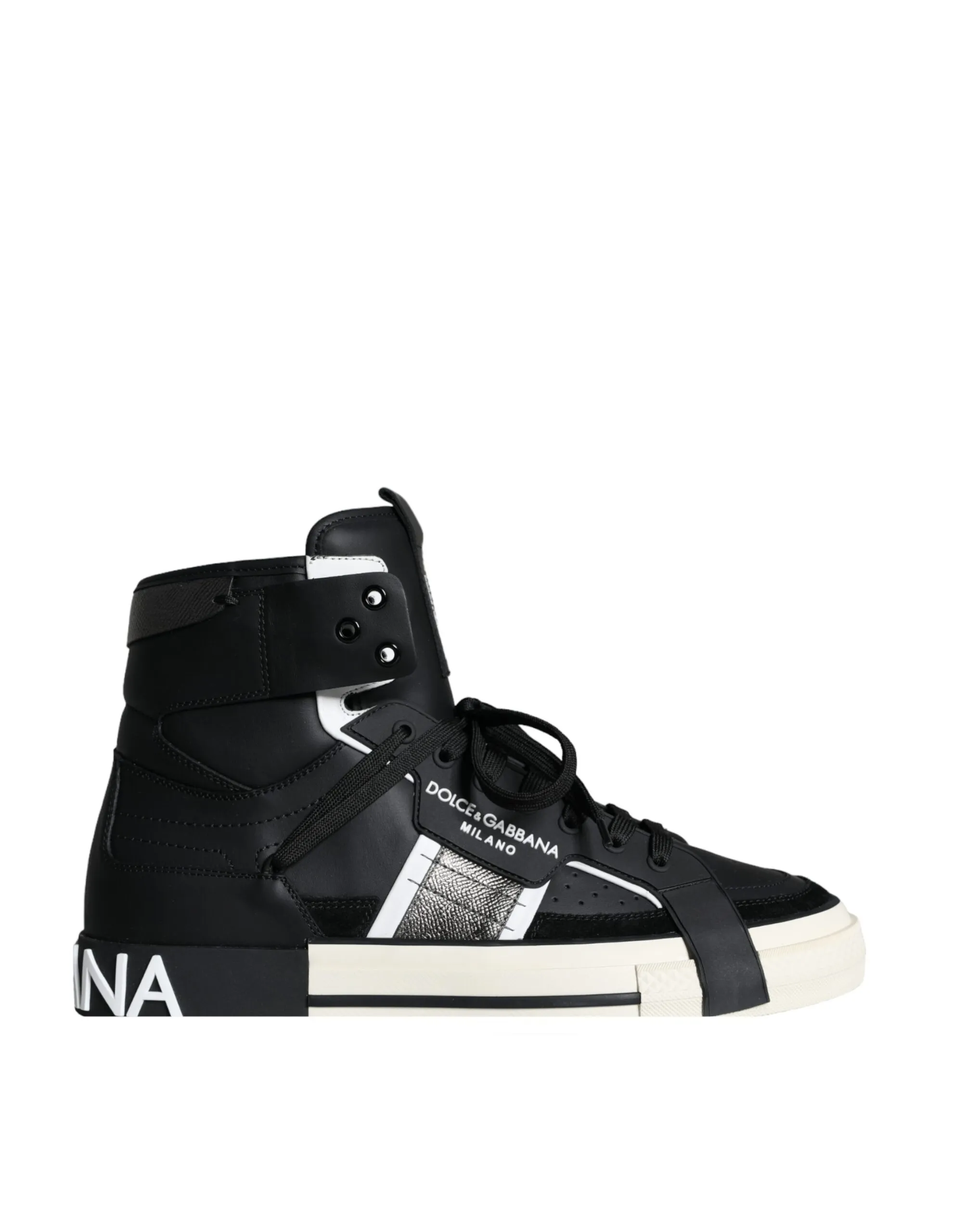 Dolce & Gabbana Men's Black White Lace Up High Top Sneakers Shoes