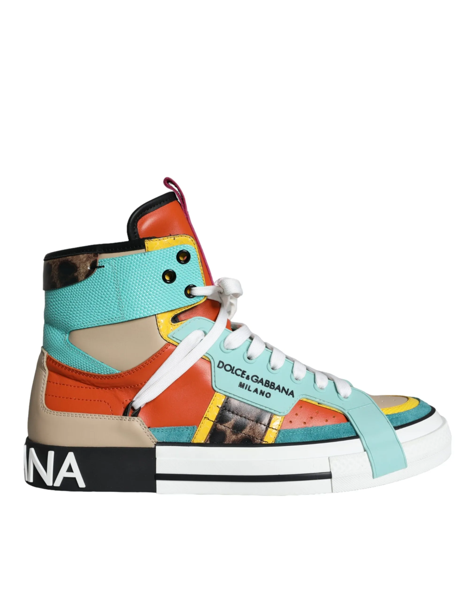 Dolce & Gabbana Men's Multicolor Leather High Top Sneakers Shoes