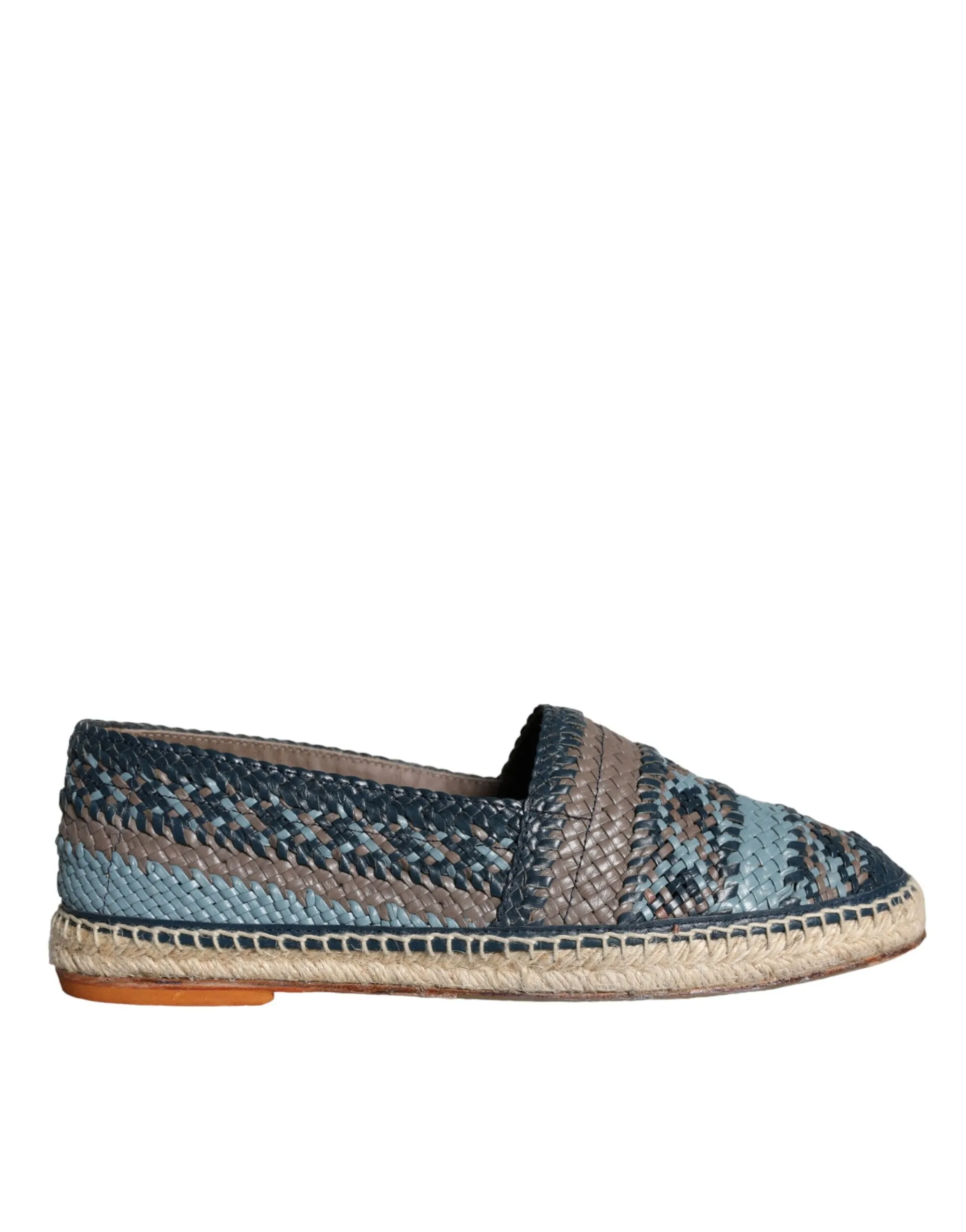 Dolce & Gabbana Men's Blue Gray Woven Leather Buffalo Espadrille Shoes