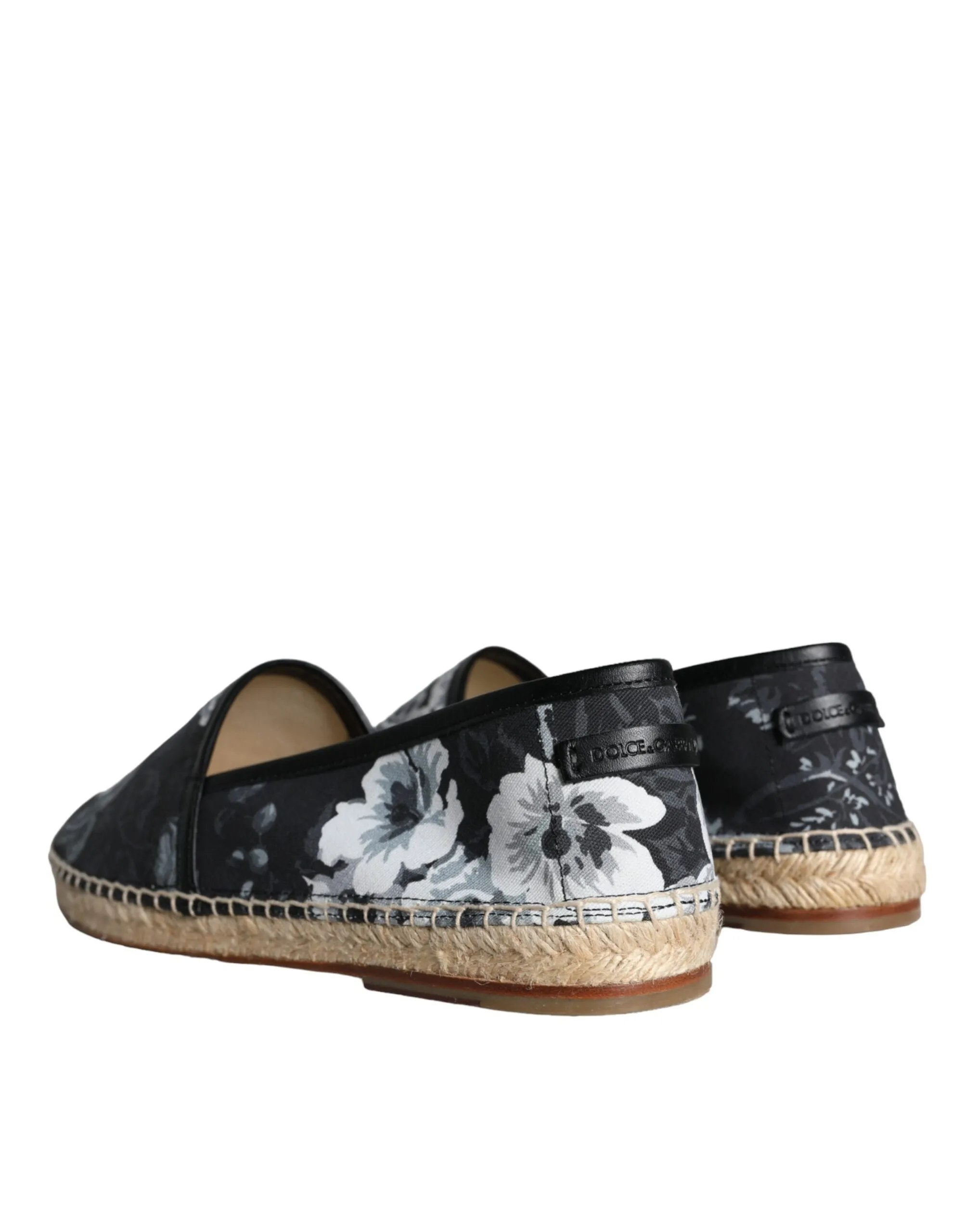 Dolce & Gabbana Men's Black Floral Cotton Leather Espadrilles Shoes