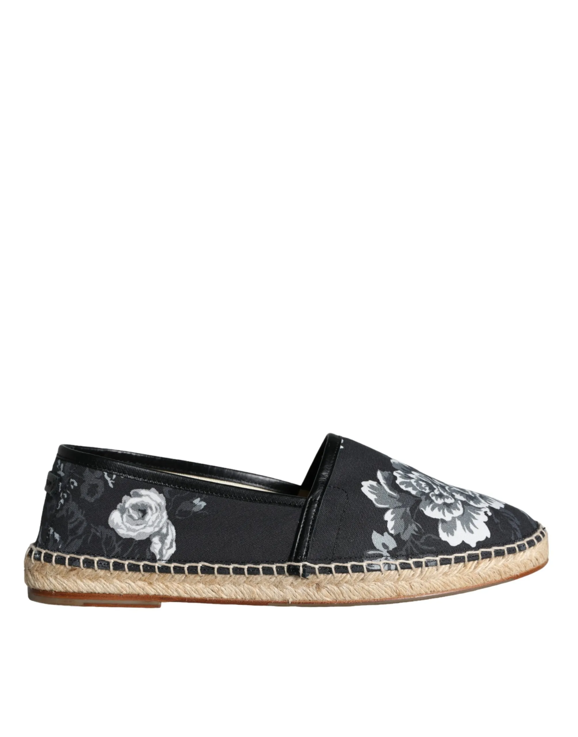 Dolce & Gabbana Men's Black Floral Cotton Leather Espadrilles Shoes
