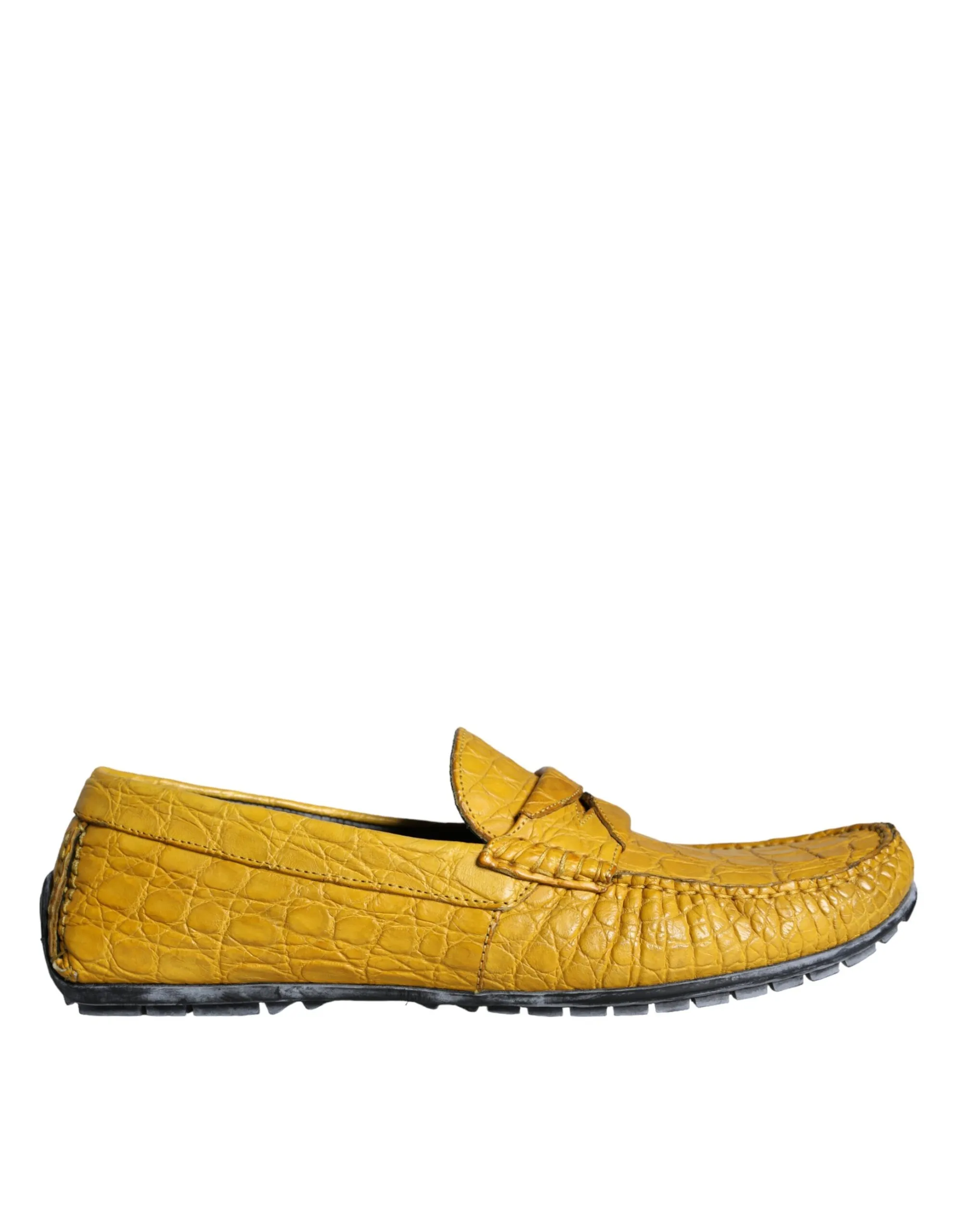 Dolce & Gabbana Men's Yellow Leather Slip Mocassin Loafers Shoes