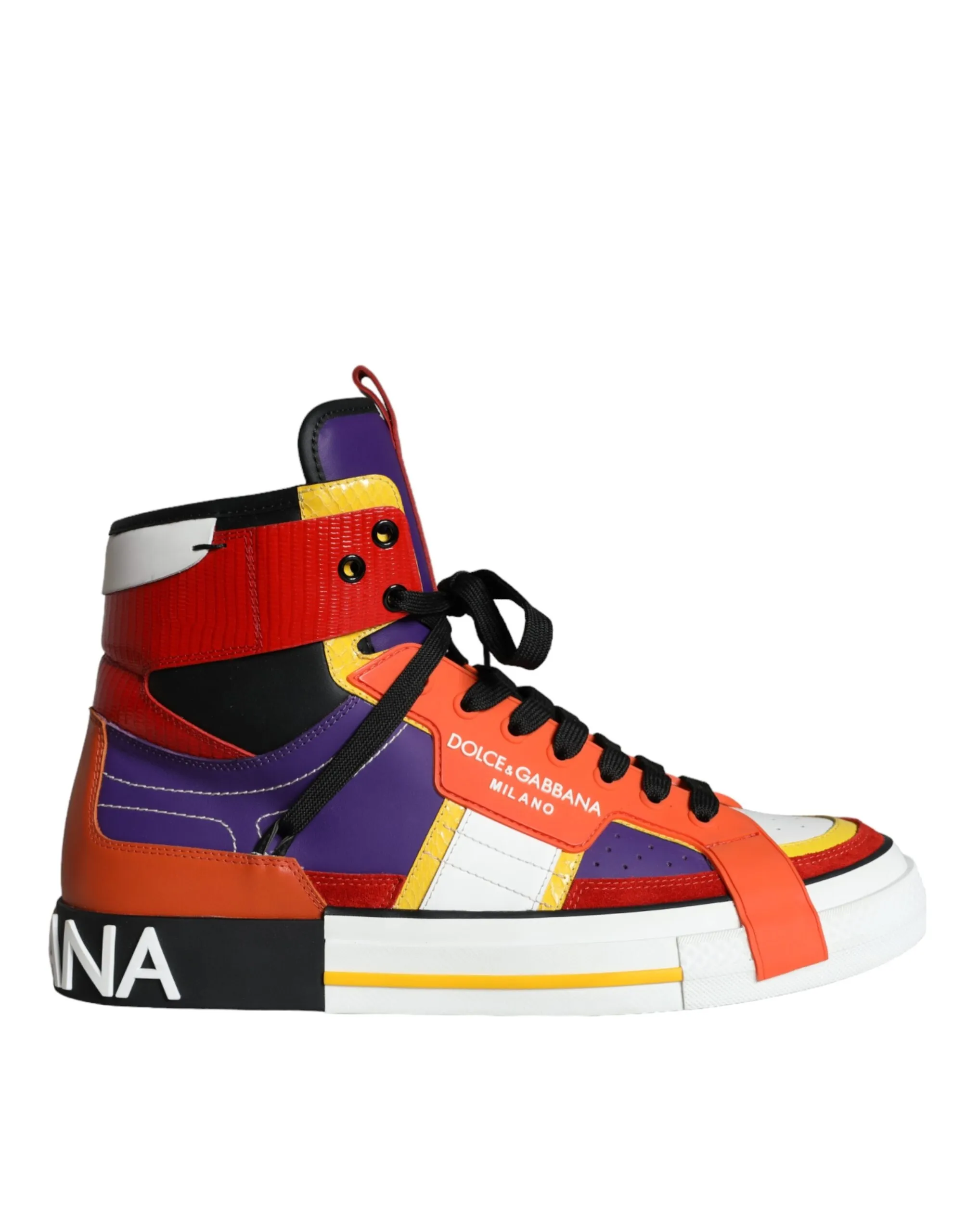 Dolce & Gabbana Men's Multicolor Leather High Top Sneakers Shoes