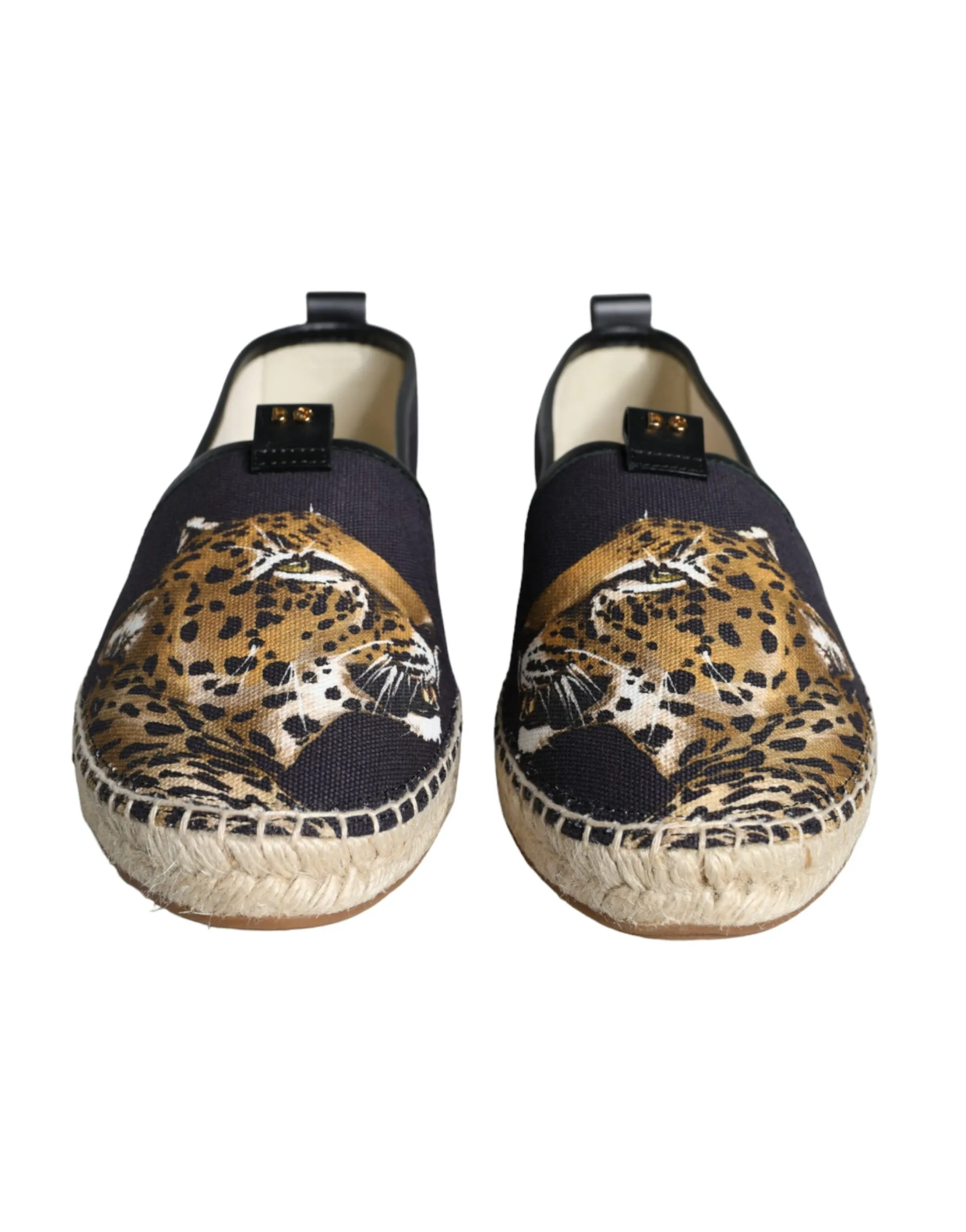 Dolce & Gabbana Men's Black Cotton Leopard Slip On Espadrilles Shoes