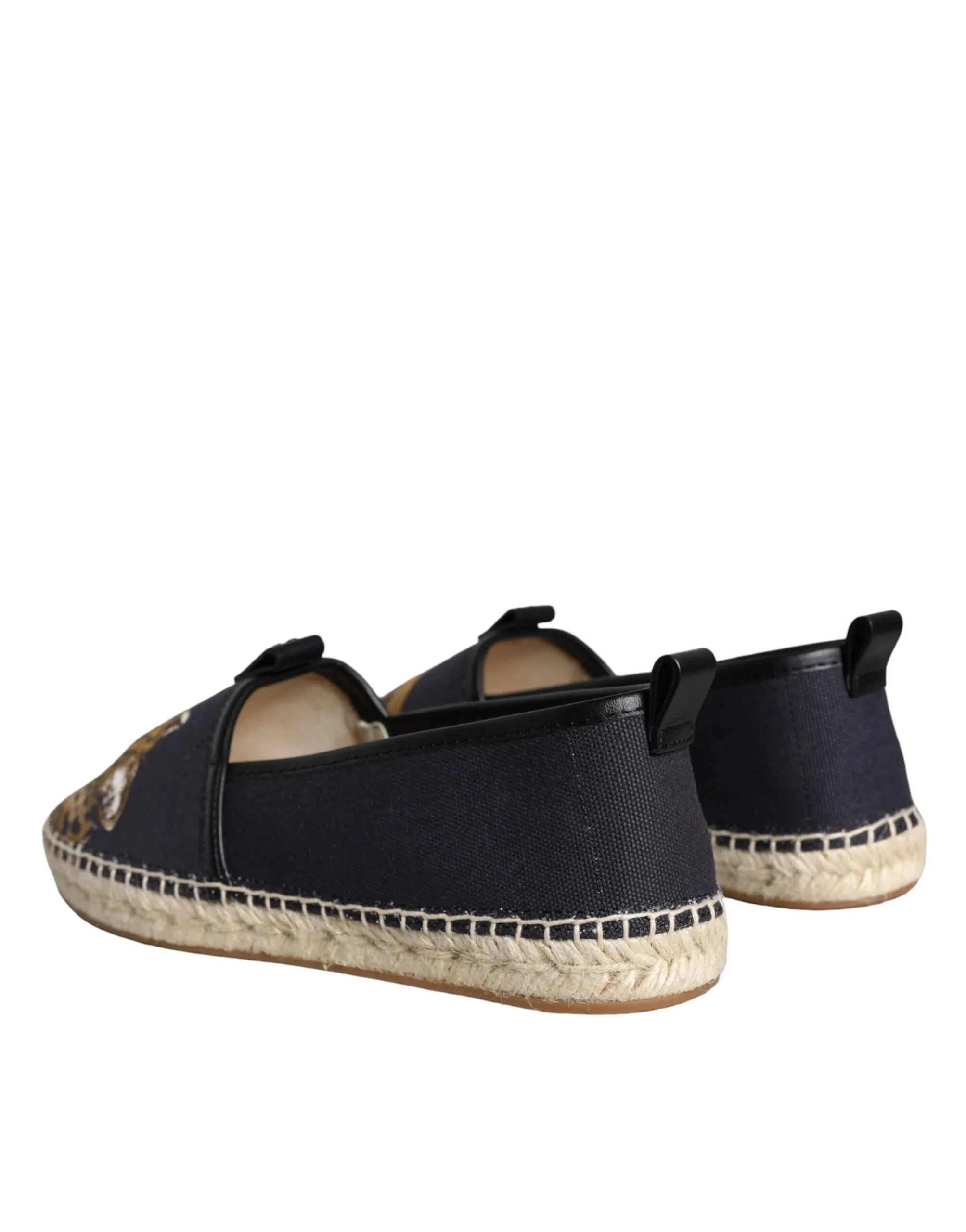 Dolce & Gabbana Men's Black Cotton Leopard Slip On Espadrilles Shoes