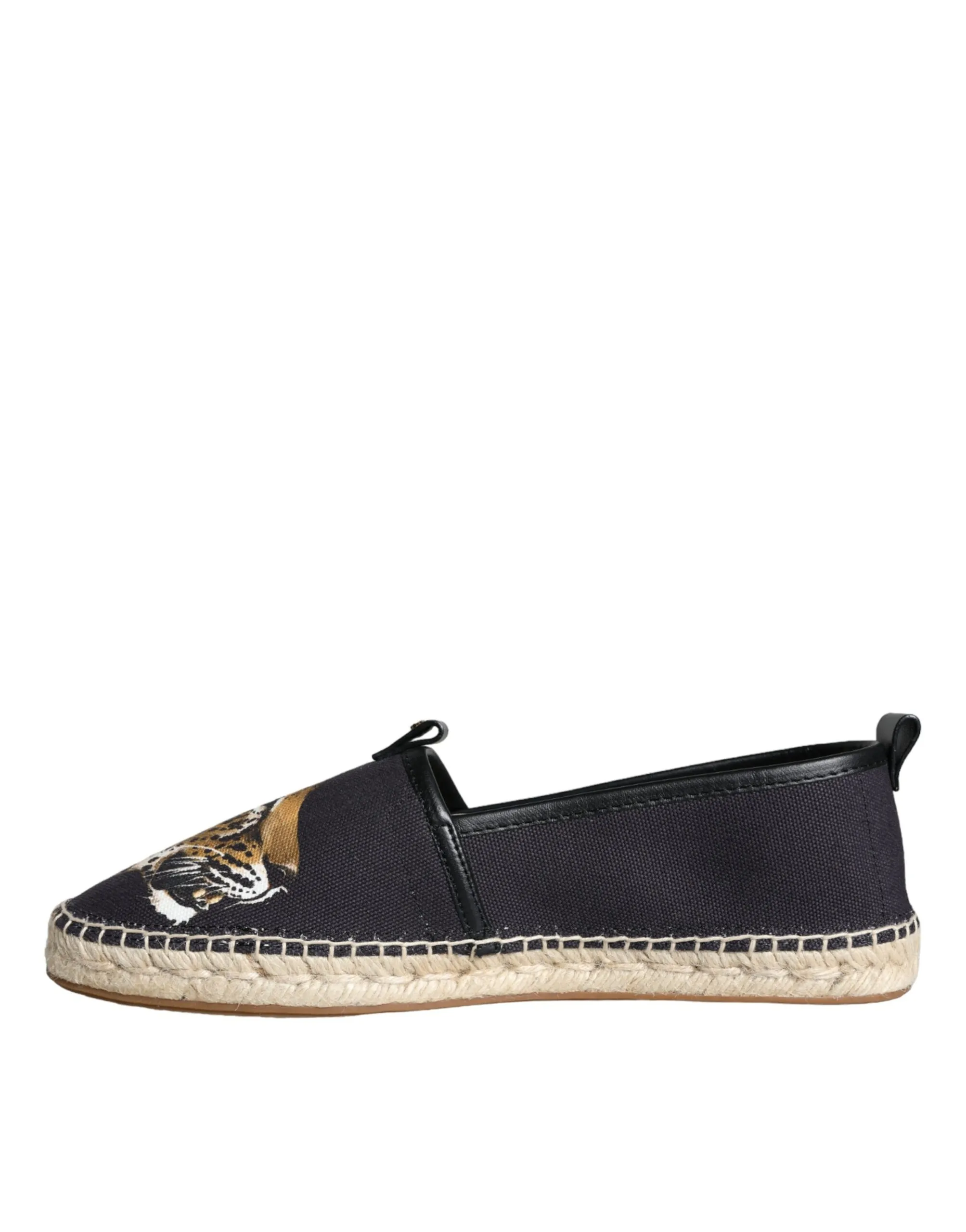 Dolce & Gabbana Men's Black Cotton Leopard Slip On Espadrilles Shoes