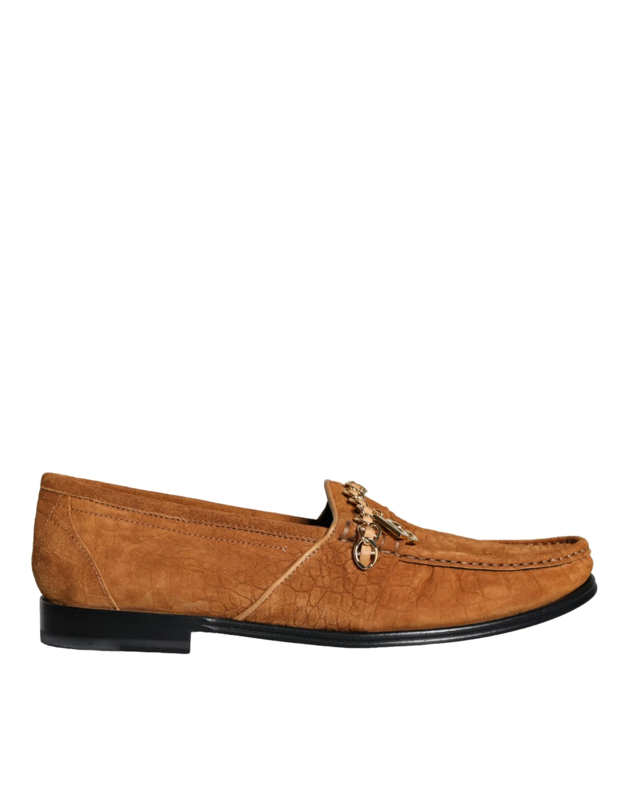 Dolce & Gabbana Men's Brown Velvet Leather Logo Mocassin Slip On Shoes