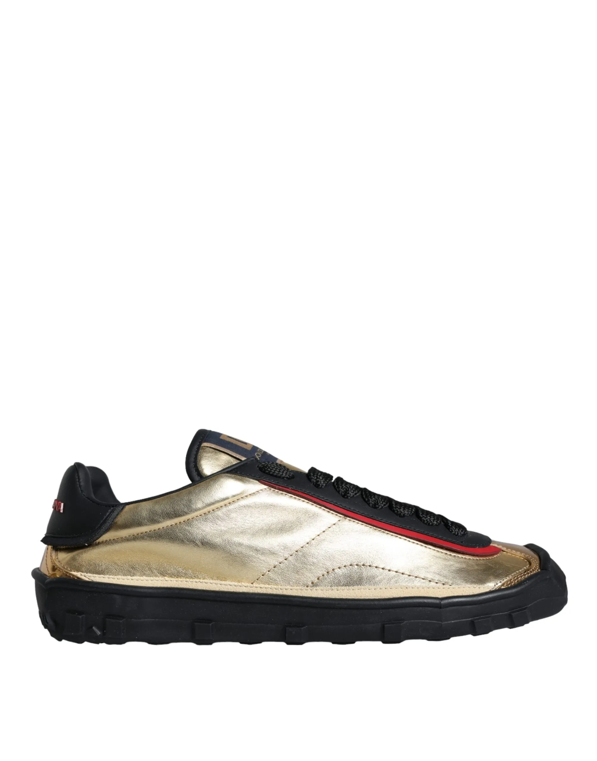 Dolce & Gabbana Men's Black Gold Polyester Low Top Sneakers Shoes