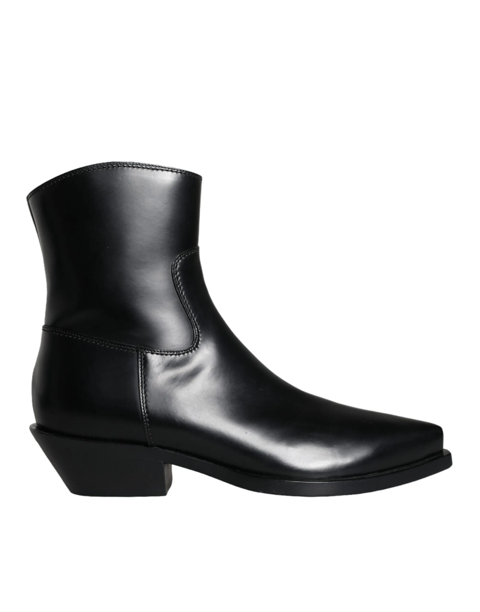 Dolce & Gabbana Women's Black Leather Ankle Boots Booties Shoes