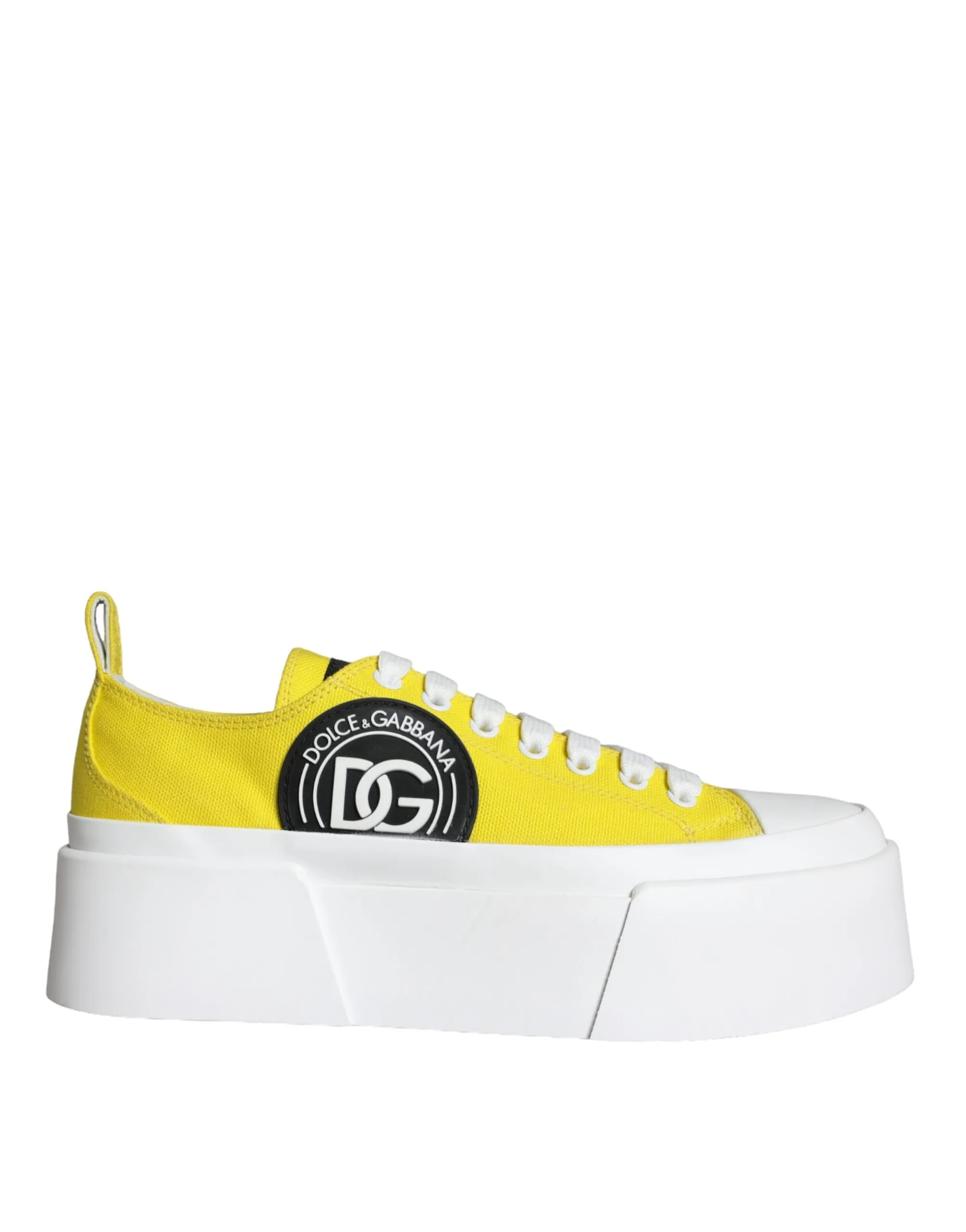 Dolce & Gabbana Women's Yellow Canvas Logo Low Top Sneakers Shoes