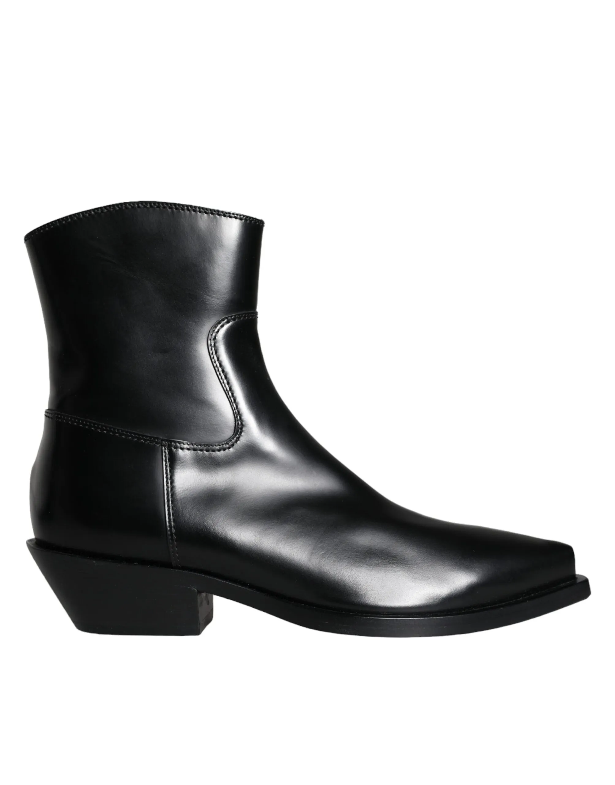 Dolce & Gabbana Women's Black Leather Ankle Boots Booties Shoes
