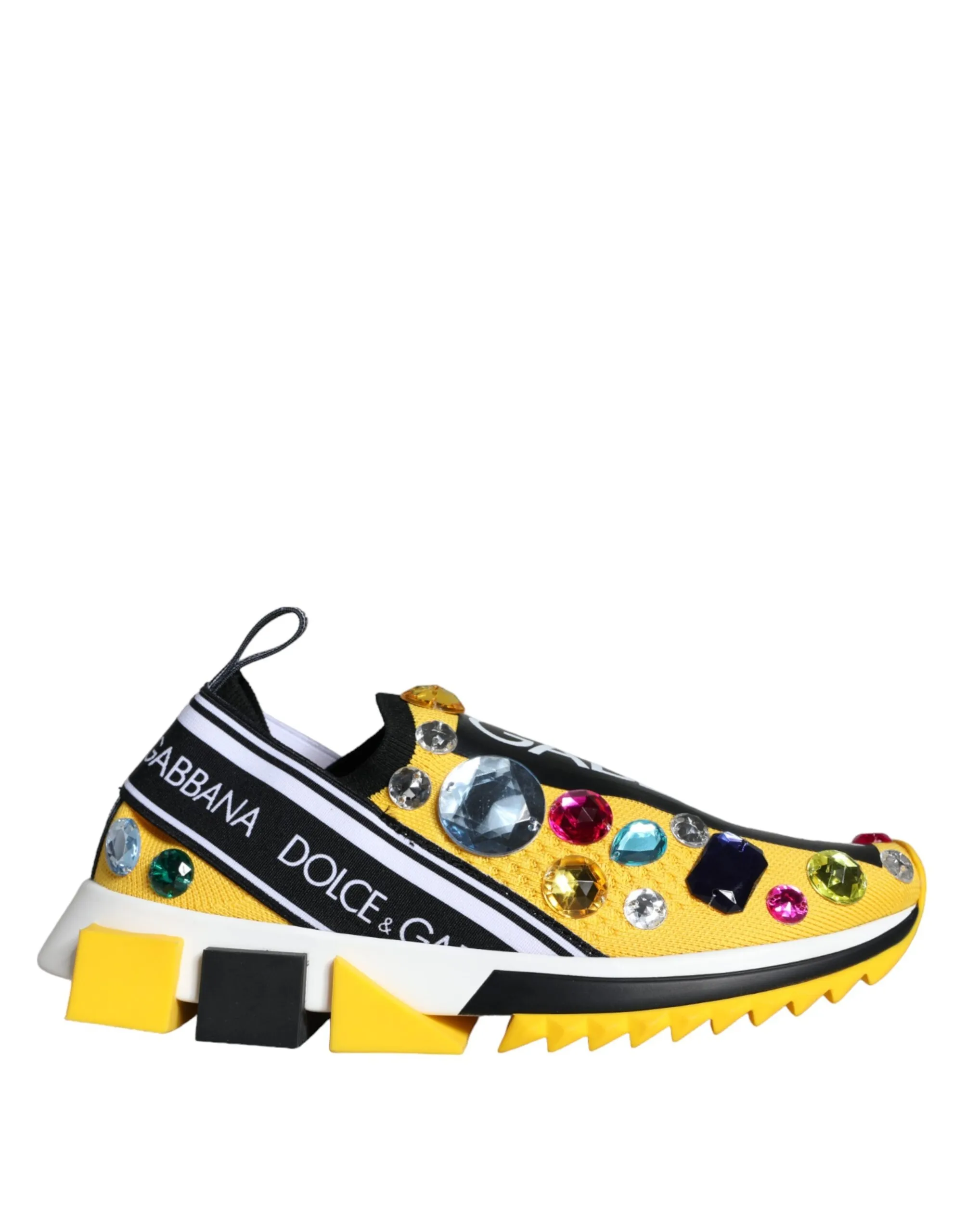 Dolce & Gabbana Women's Yellow Sorrento Crystals Sneakers Womens Shoes