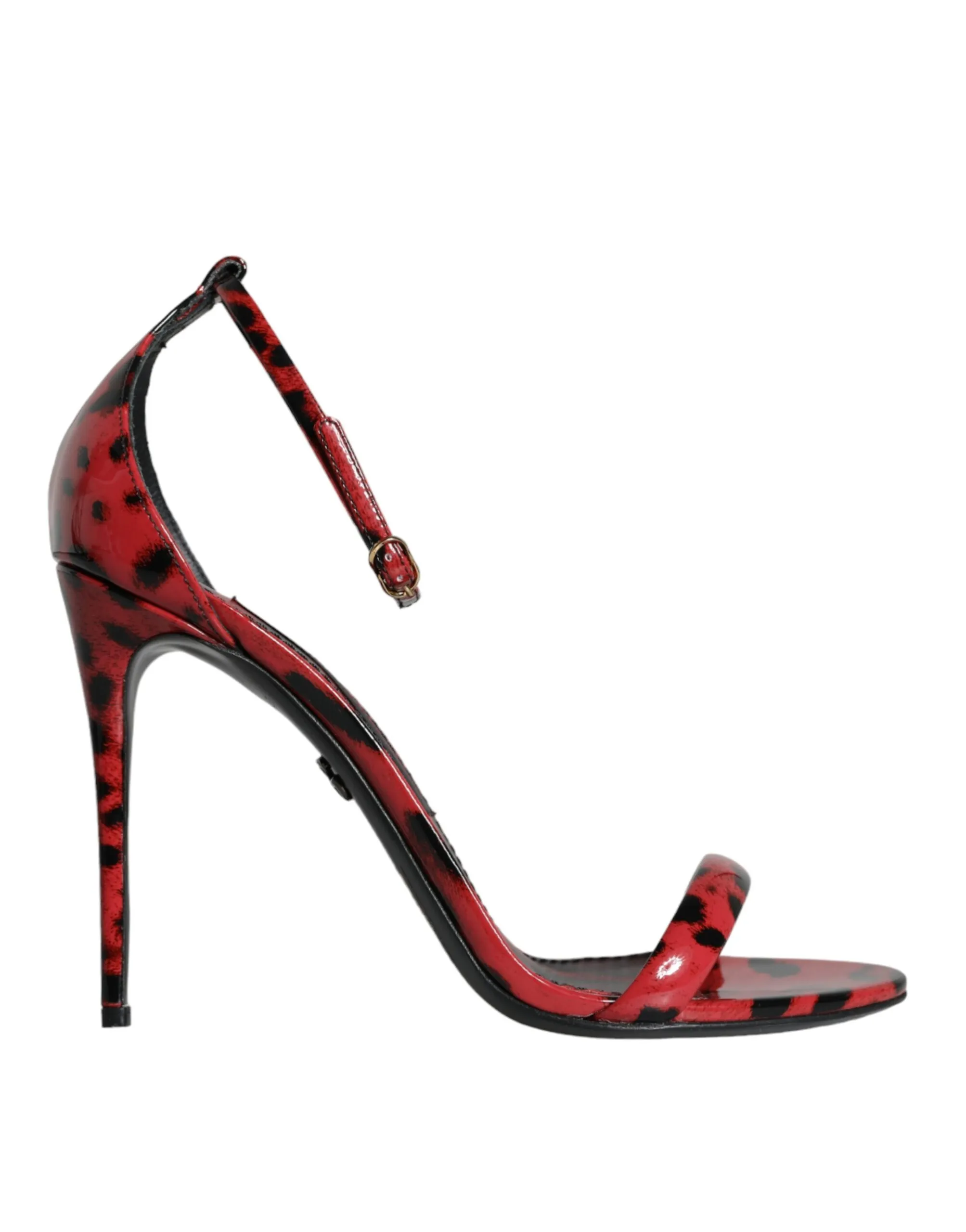 Dolce & Gabbana Women's Red Leopard Leather Ankle Strap Keira Sandals Shoes