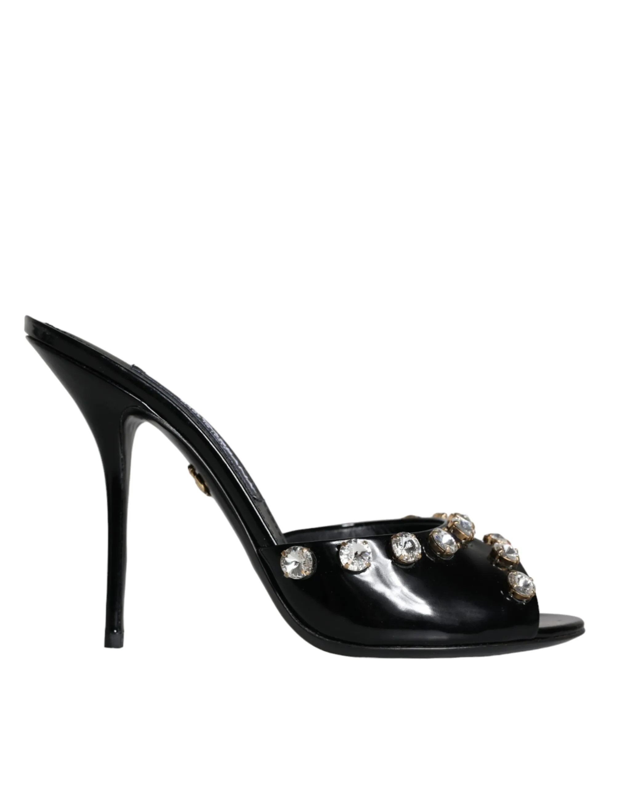 Dolce & Gabbana Women's Black Crystal Heels Keira Sandals Shoes
