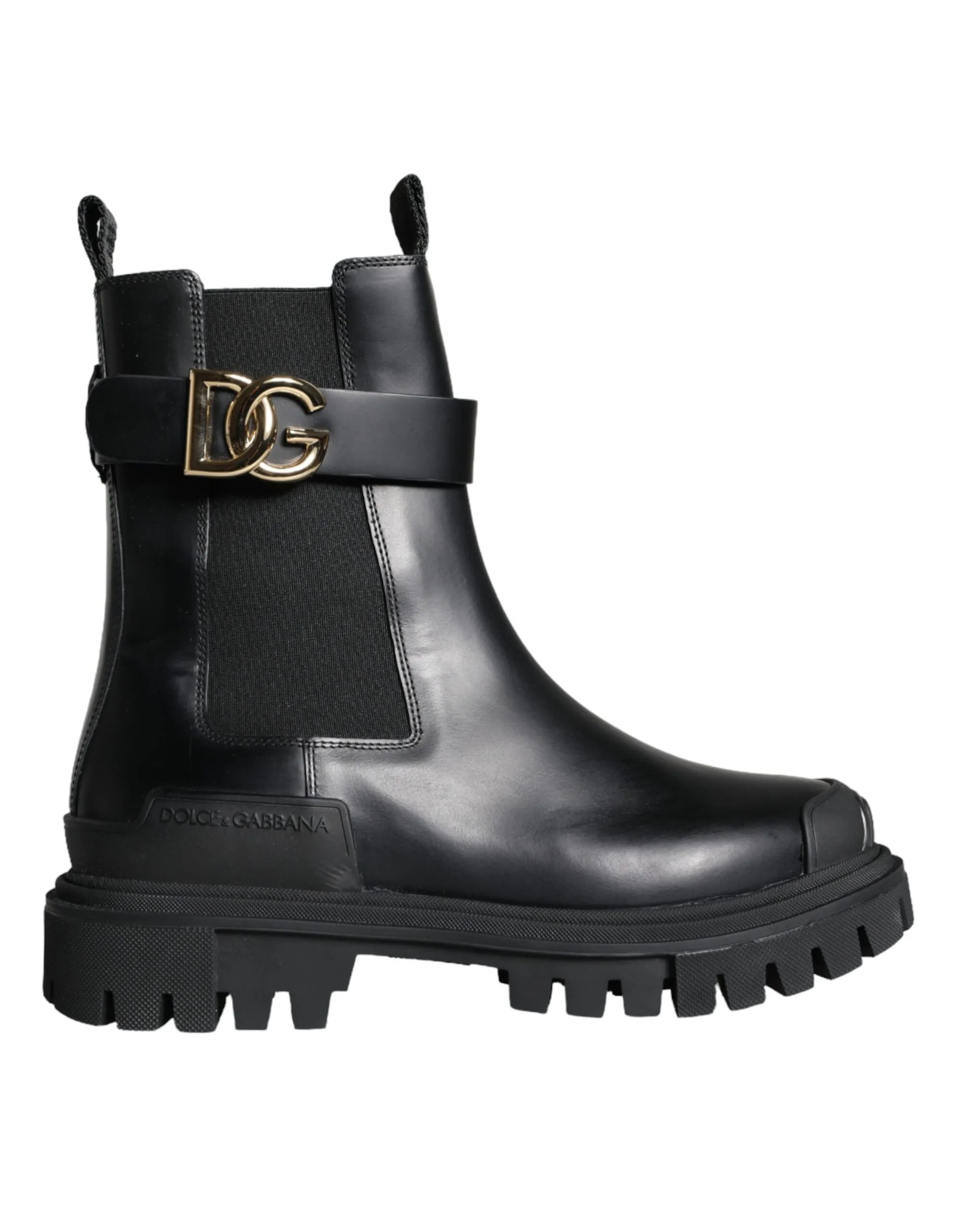 Dolce & Gabbana Women's Black Leather Combat Mid Calf Boots Shoes