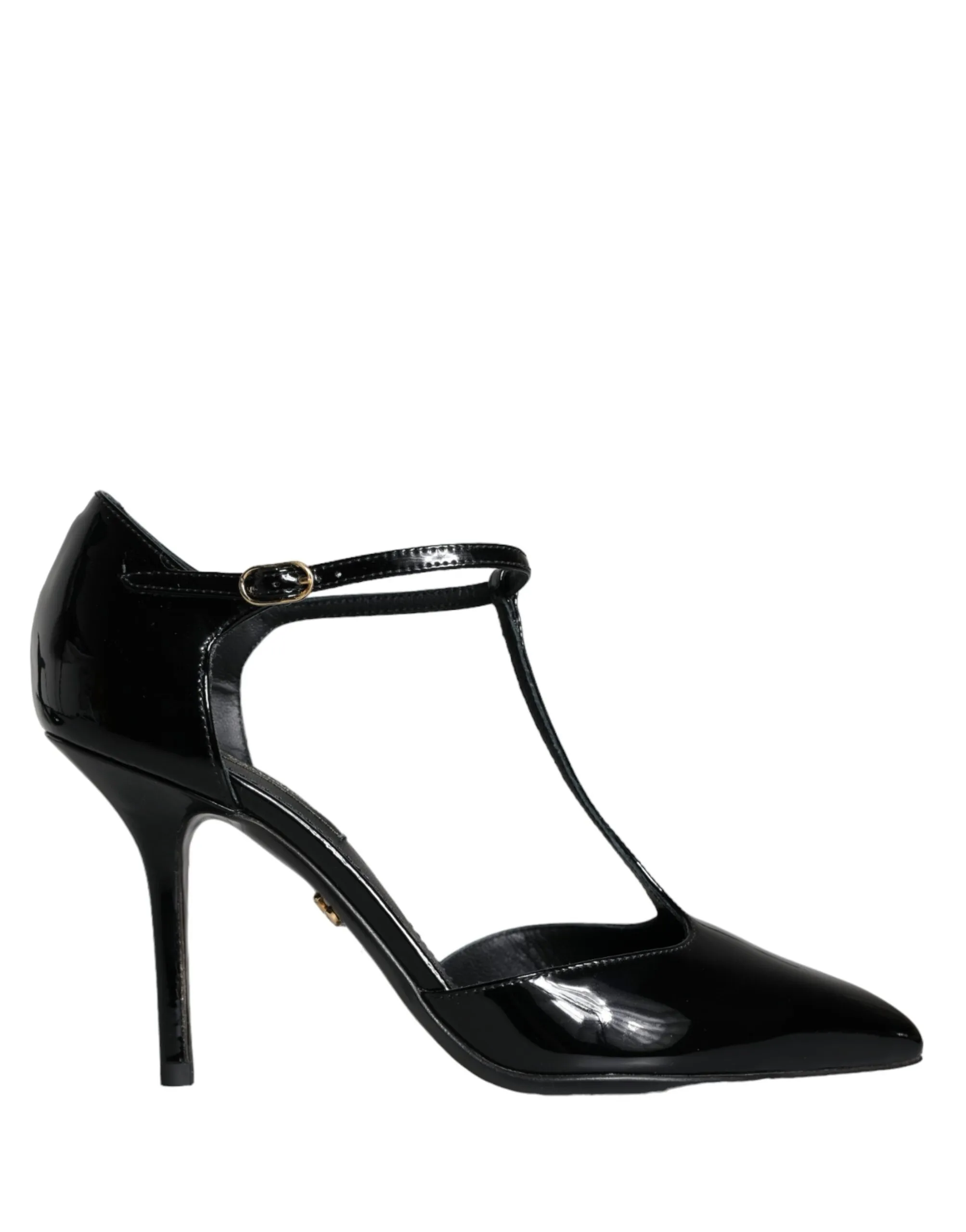 Dolce & Gabbana Women's Black Leather T-strap Stiletto High Heels Shoes