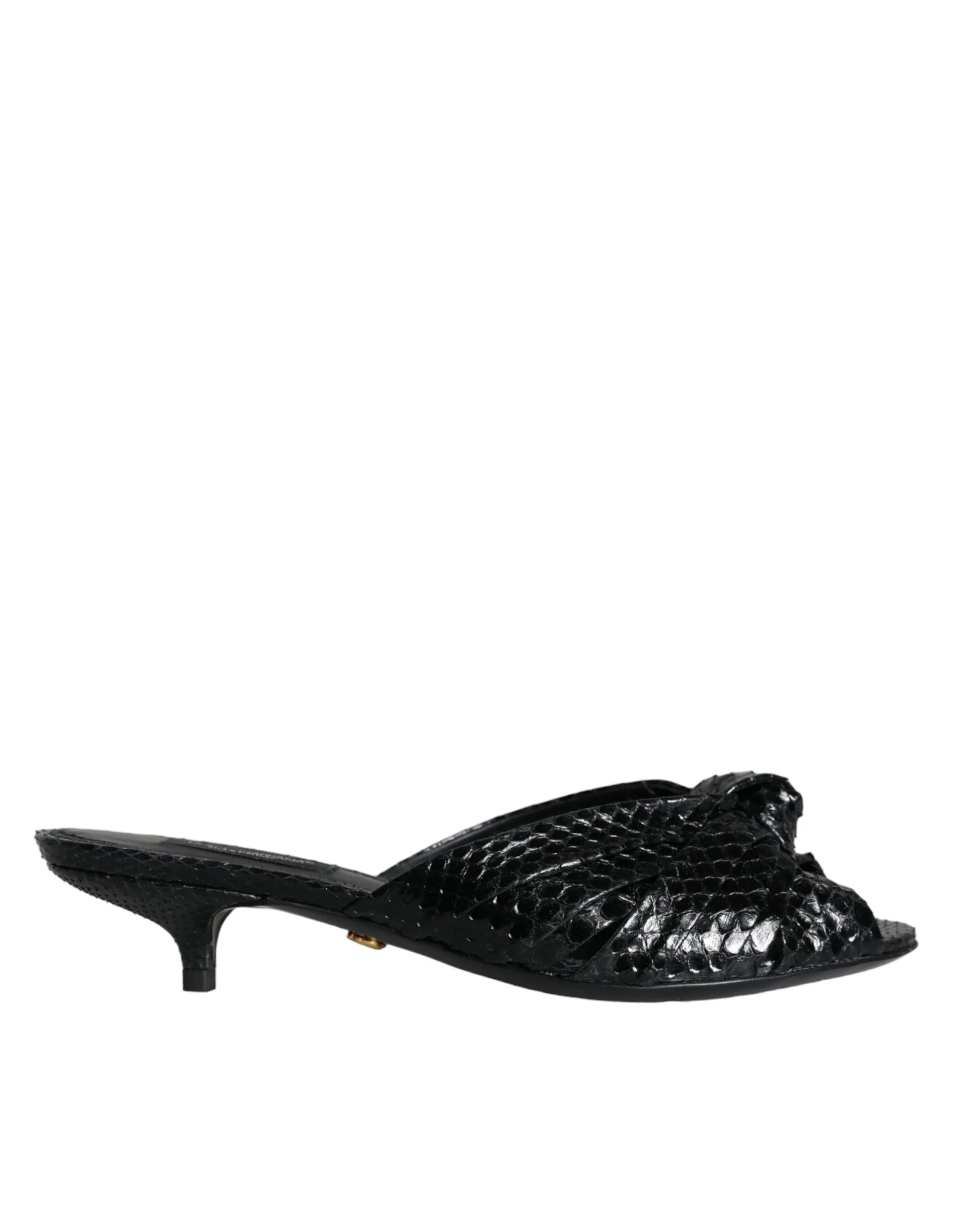 Dolce & Gabbana Women's Black Leather Heels Slides Sandals Shoes