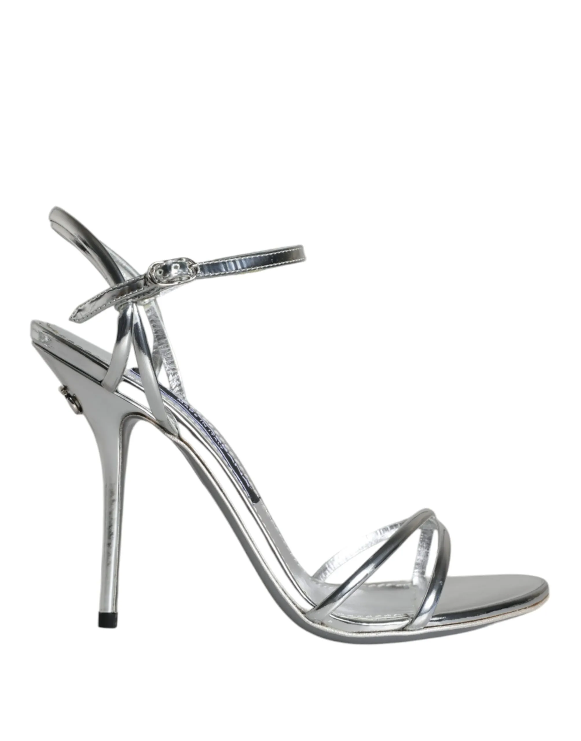 Dolce & Gabbana Women's Silver KEIRA Leather AnkleStrap Sandals Shoes
