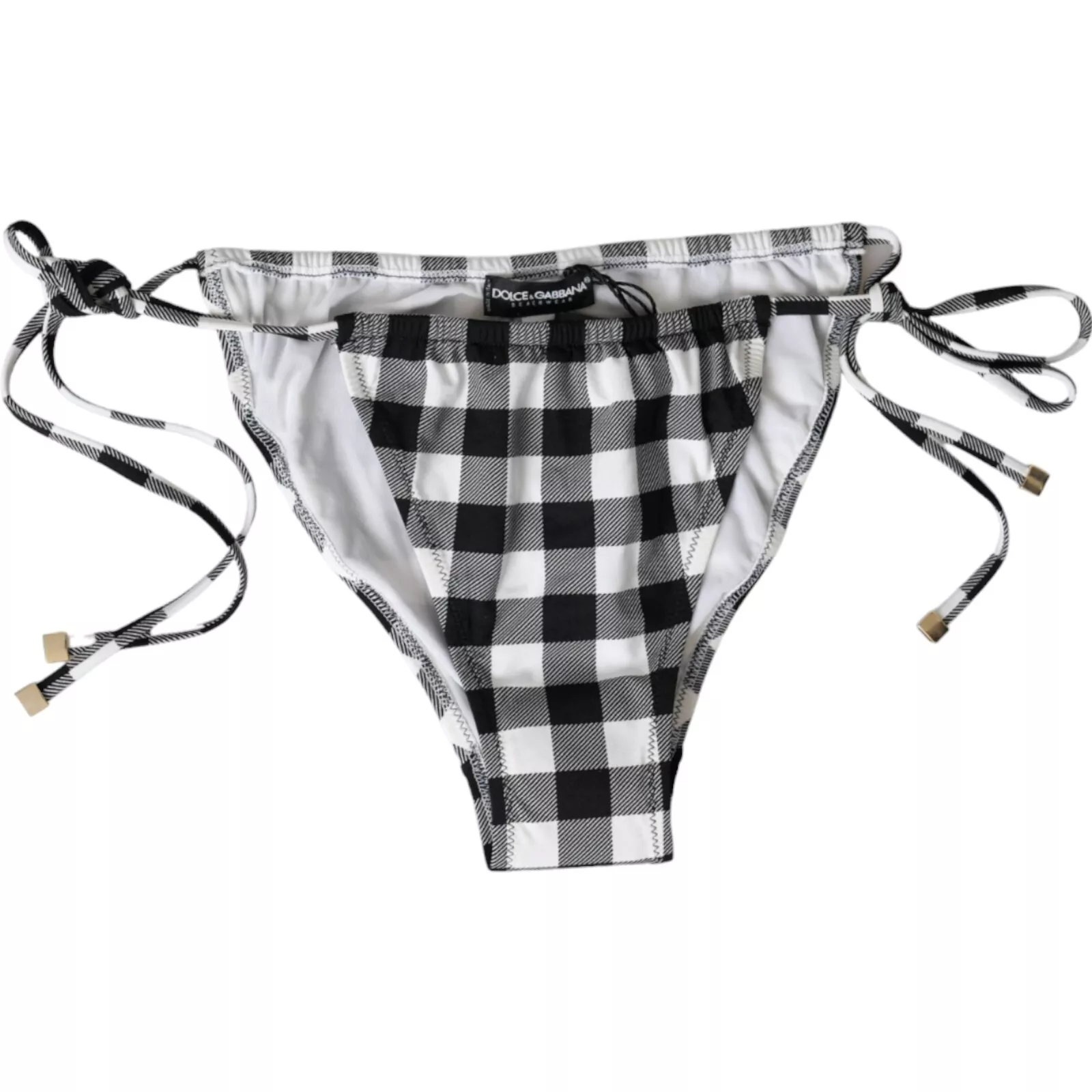 Dolce & Gabbana Women's Black White Check Swimwear Beachwear Bottom Bikini