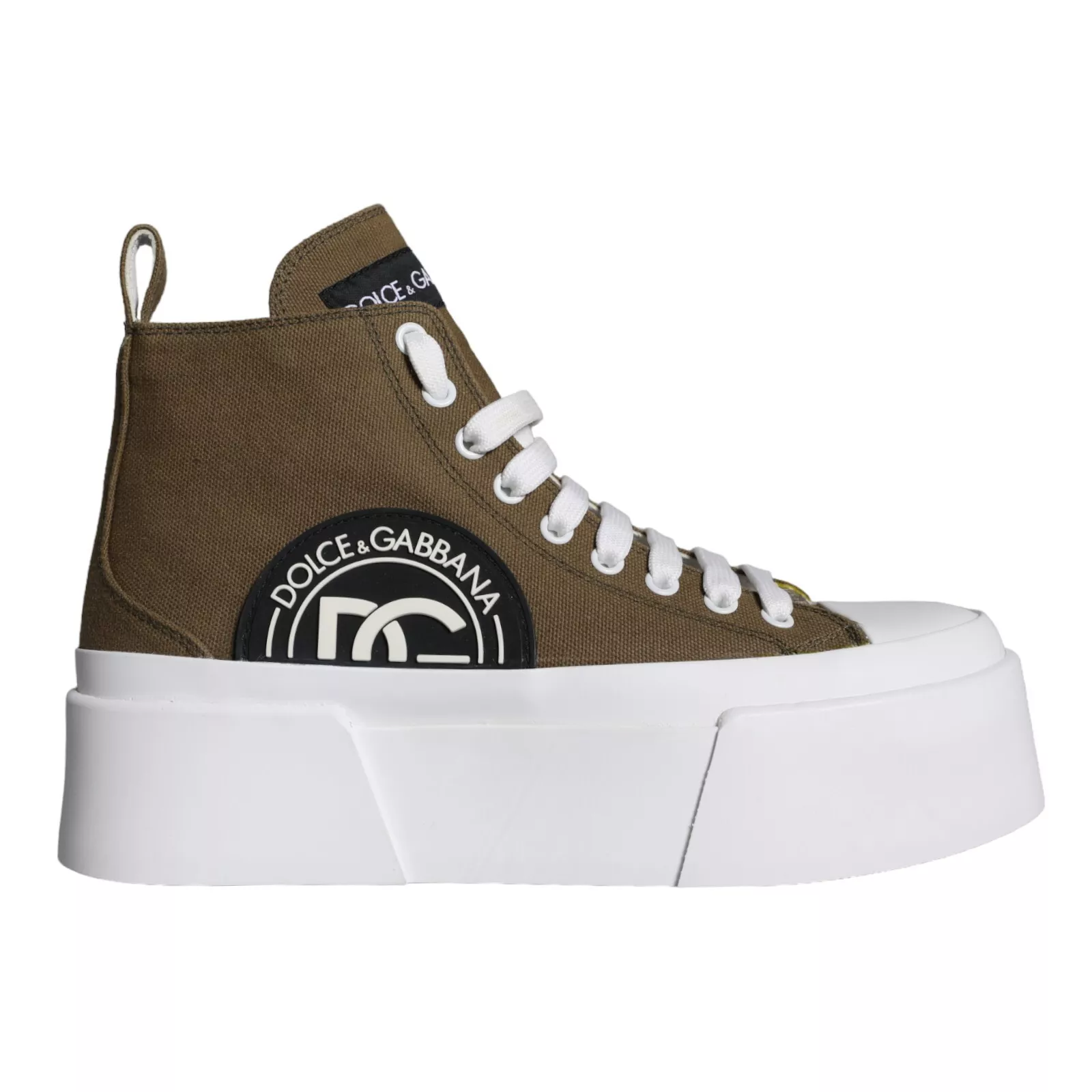 Dolce & Gabbana Women's Army Green Canvas Logo Sneakers Boots Shoes