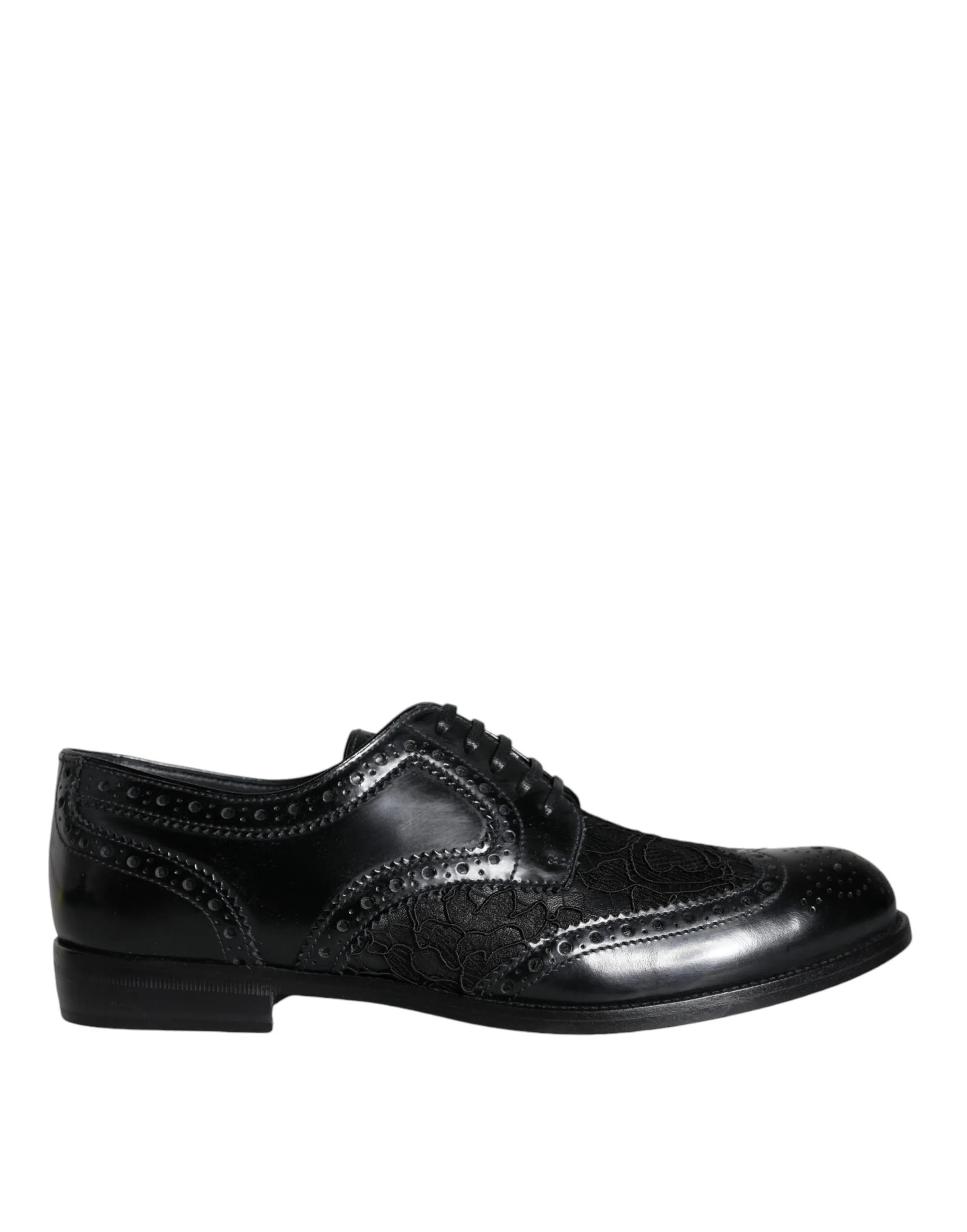 Dolce & Gabbana Women's Black Leather Floral Lace Dress Formal Shoes