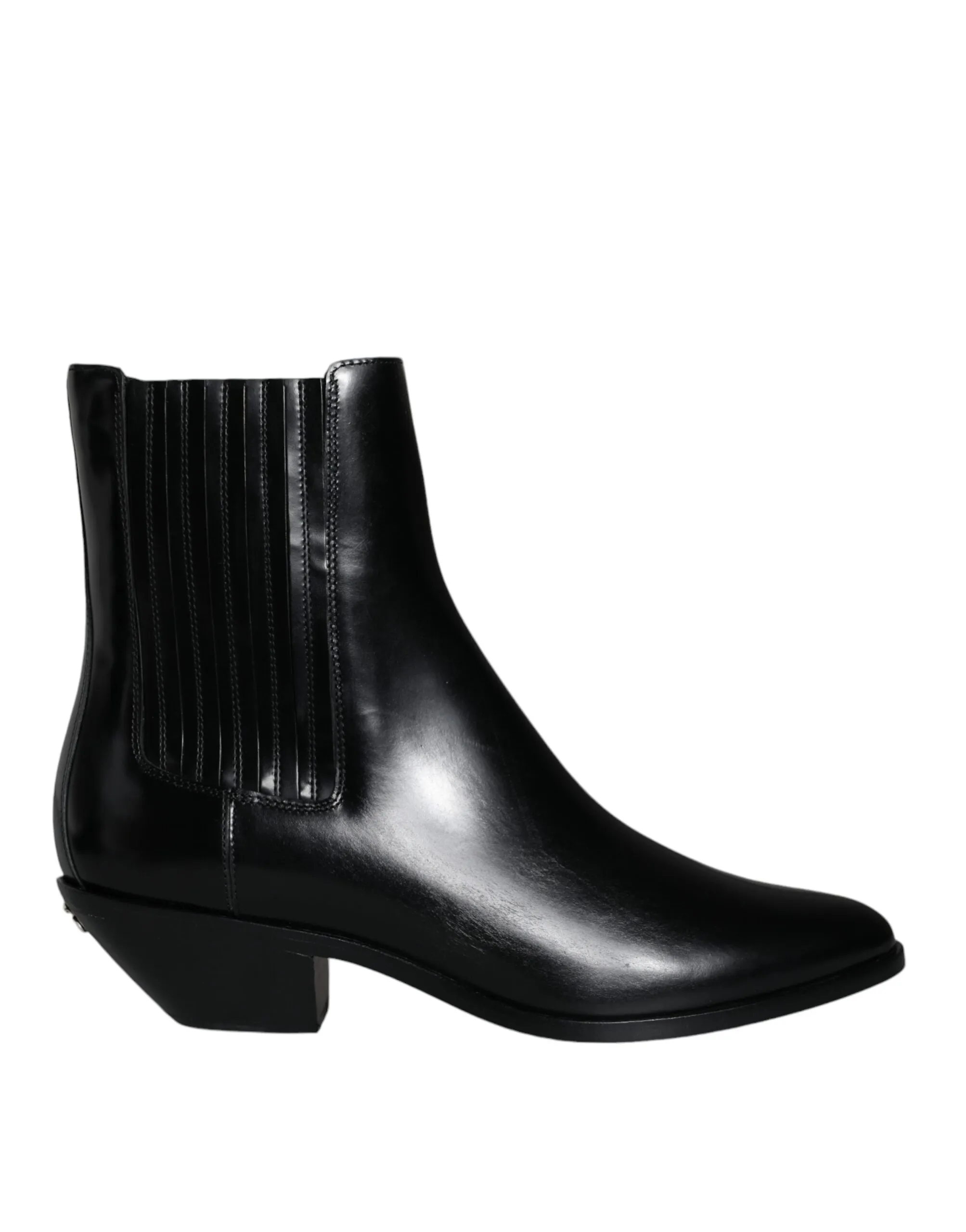 Dolce & Gabbana Women's Black Leather Ankle Boots Booties Shoes