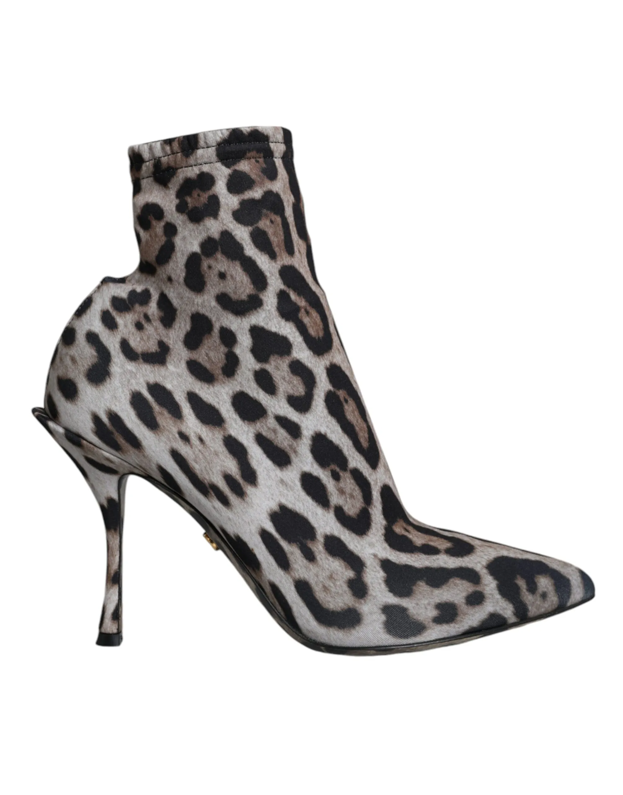 Dolce & Gabbana Women's Gray Leopard Stretch Heels Ankle Boots Shoes