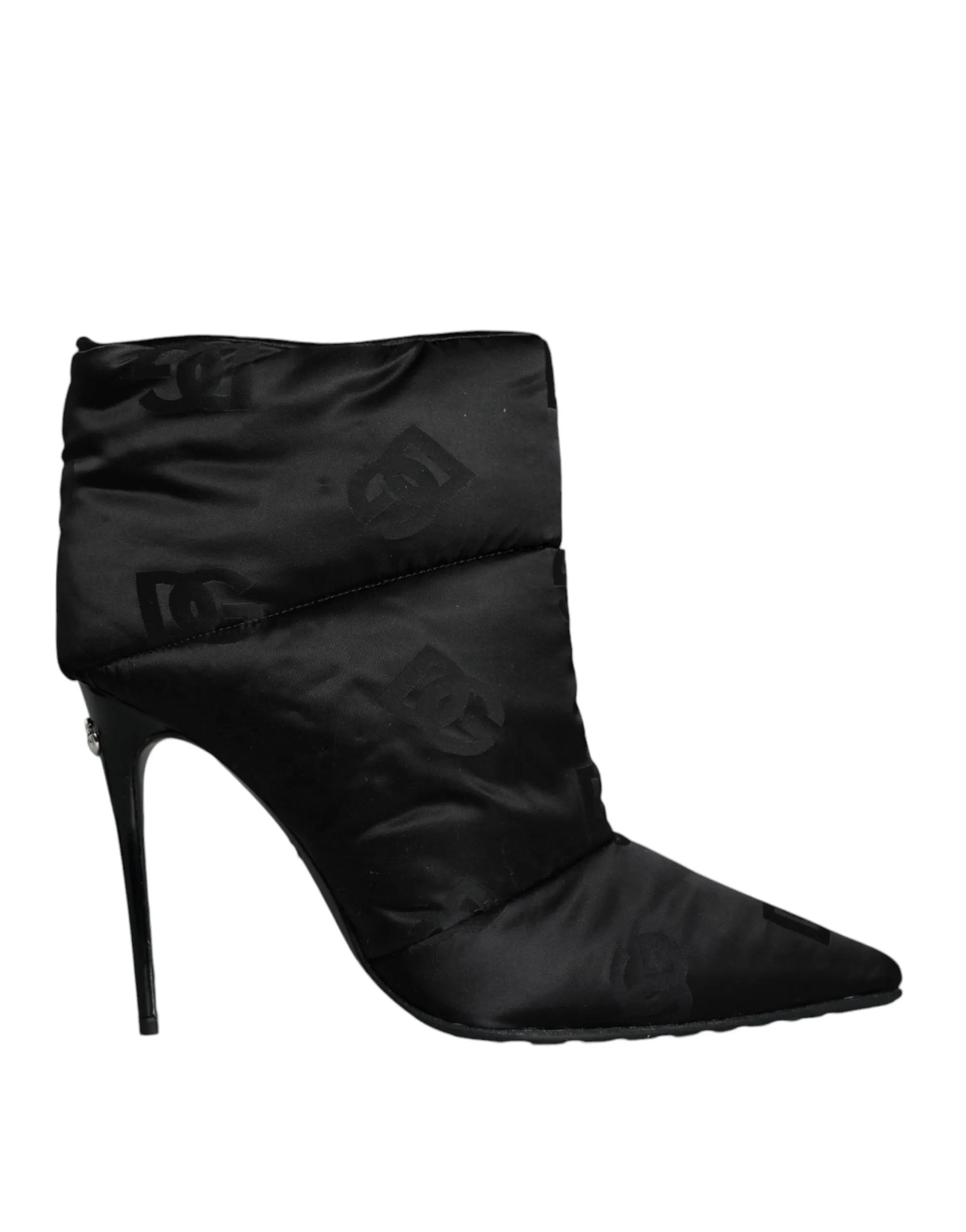Dolce & Gabbana Women's Black DG Logo Padded Heels Ankle Boots Shoes