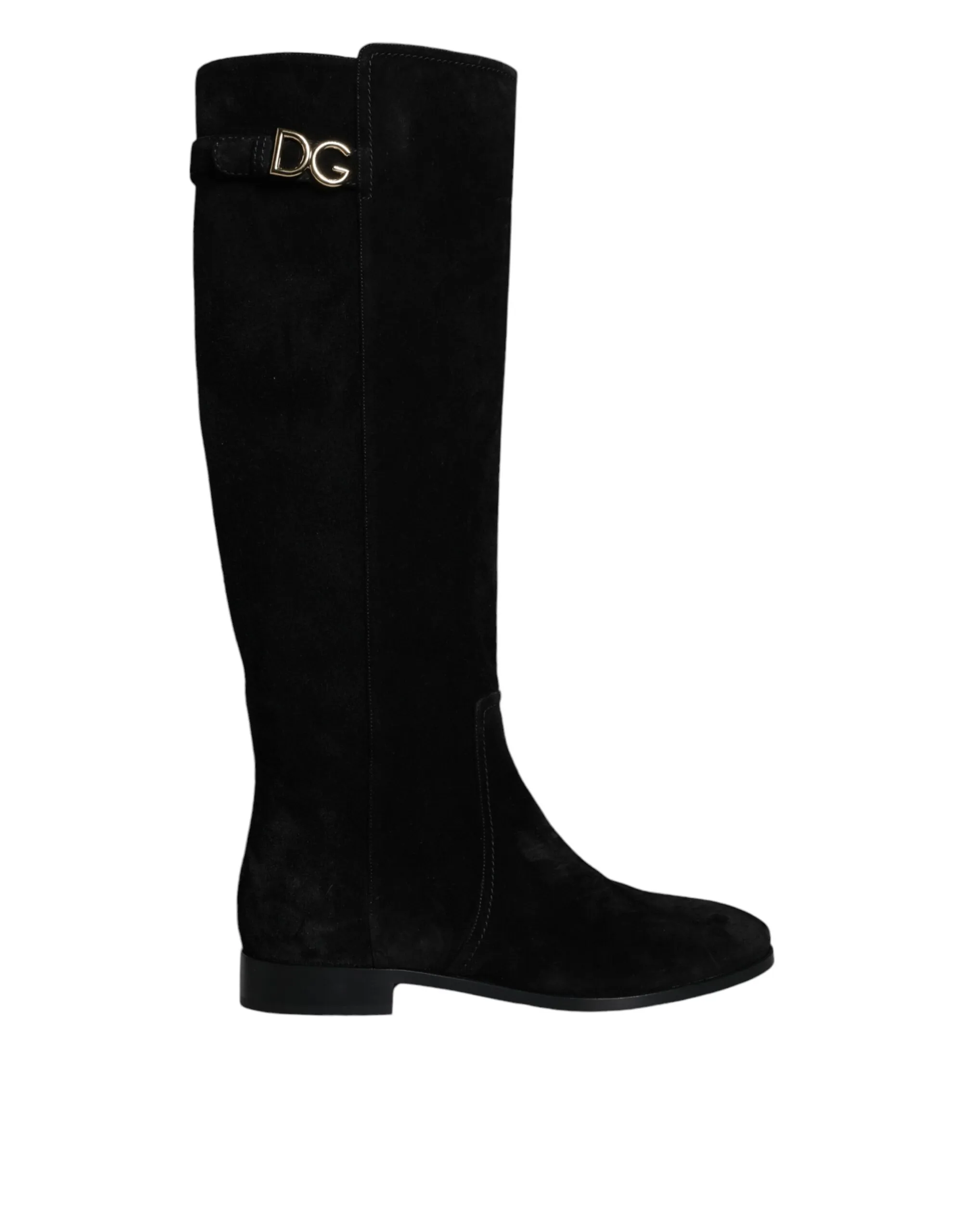 Dolce & Gabbana Women's Black Suede Leather Knee High Boots Shoes