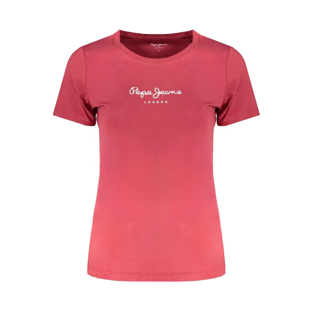 Pepe Jeans Women's Red Cotton Tops & T-Shirt