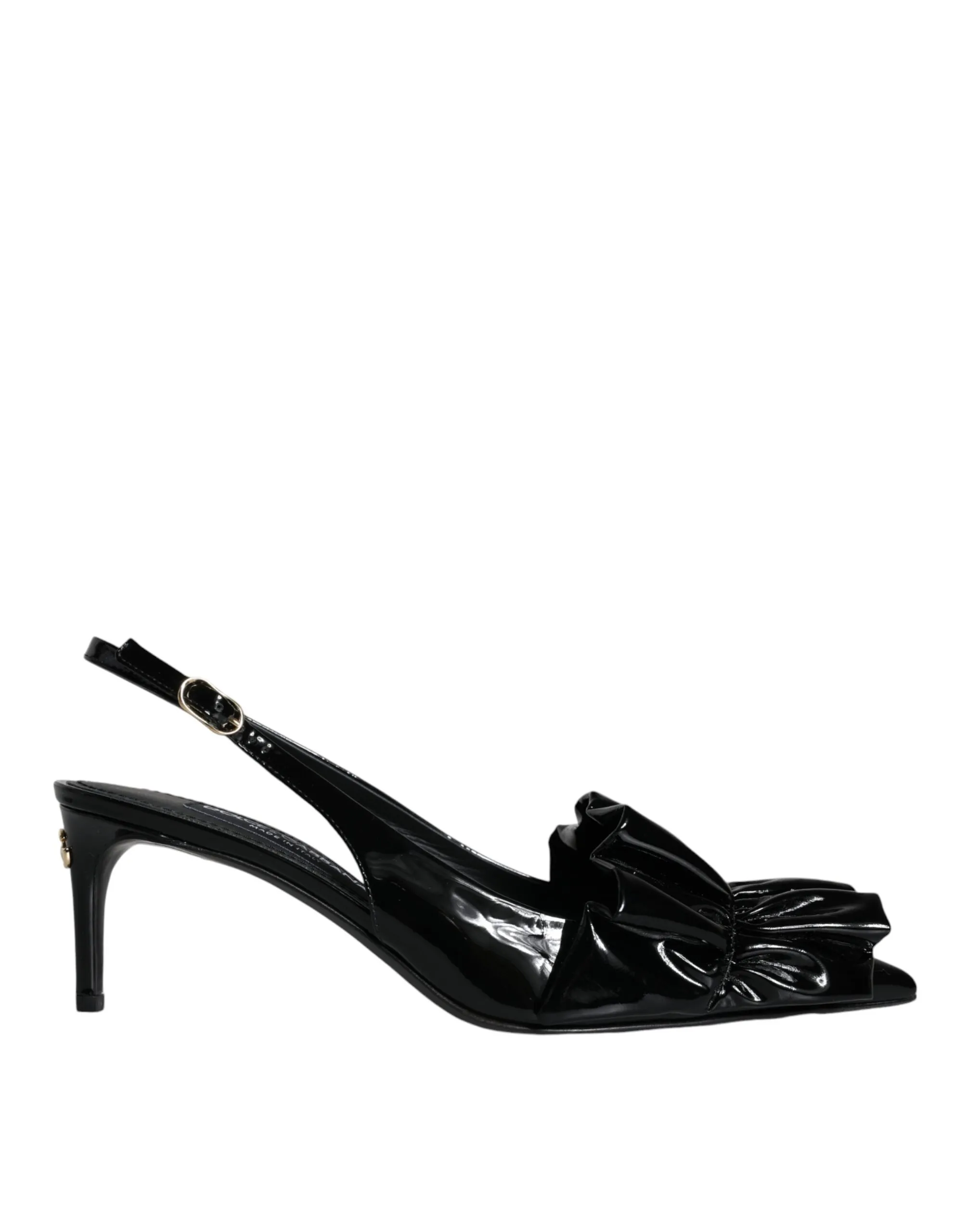 Dolce & Gabbana Women's Black Patent Leather Heels Slingback Shoes