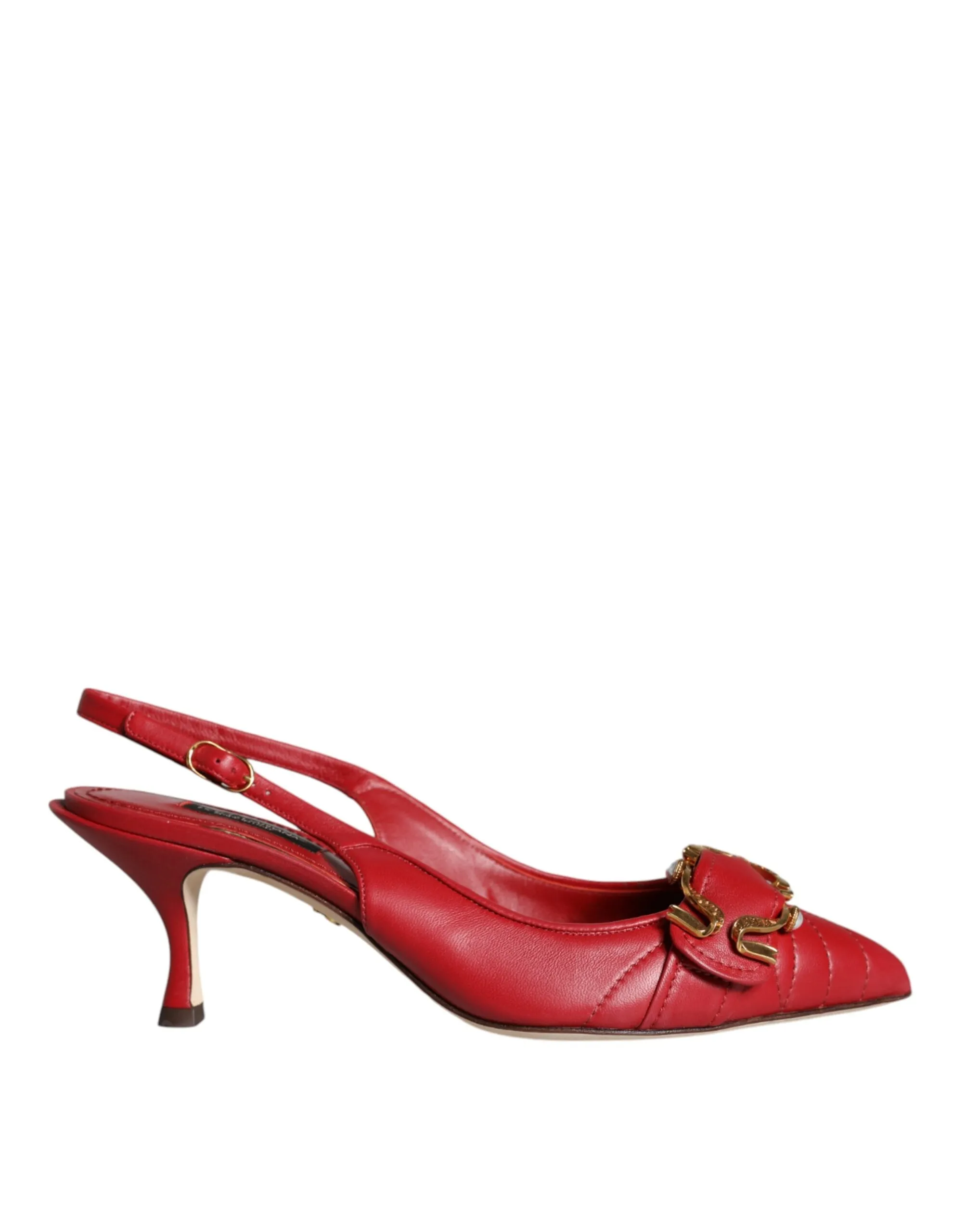 Dolce & Gabbana Women's Red Devotion Leather Heels Slingback Shoes