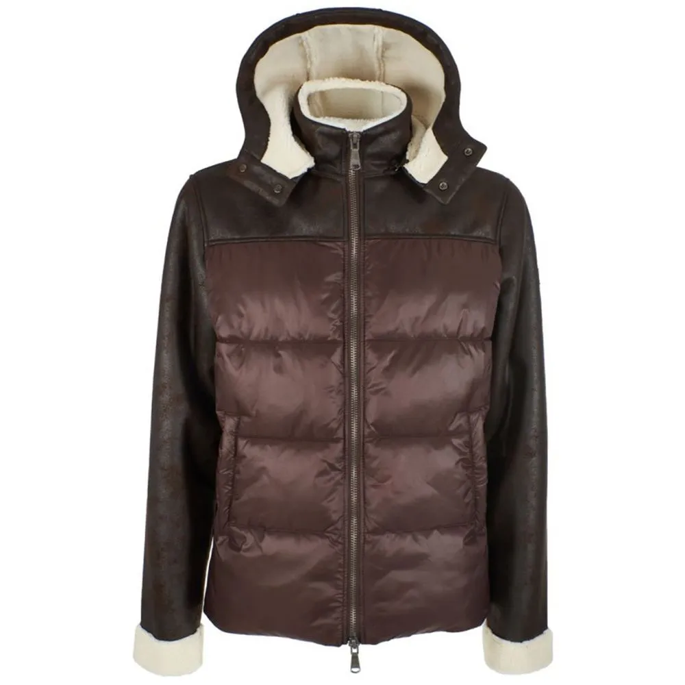 Yes Zee Men's Brown Nylon Men's Quilted Jacket
