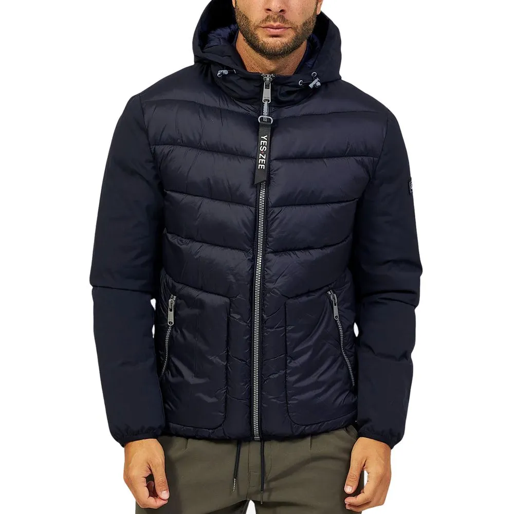 Yes Zee Men's Blue Nylon Jacket