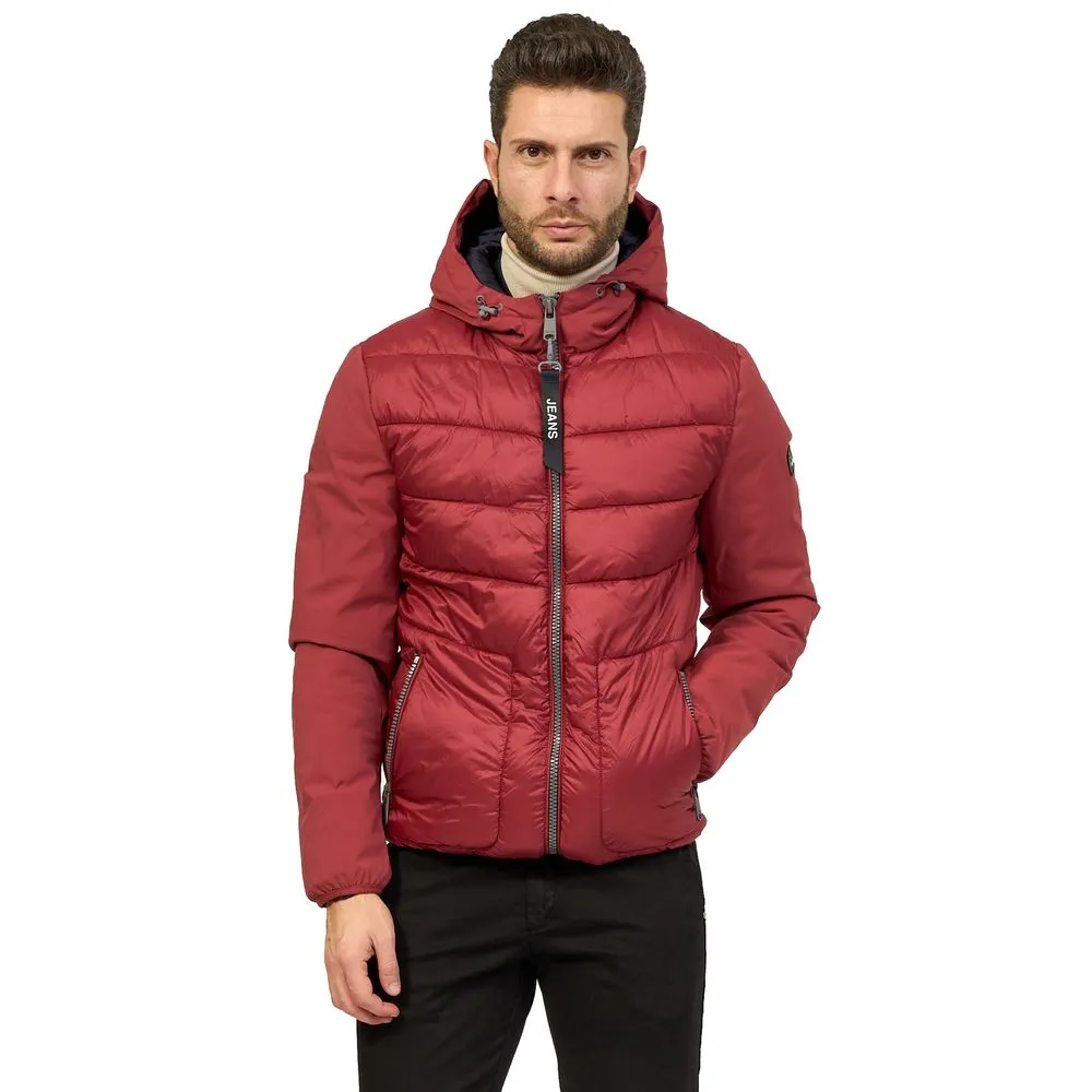 Yes Zee Men's Red Nylon Jacket